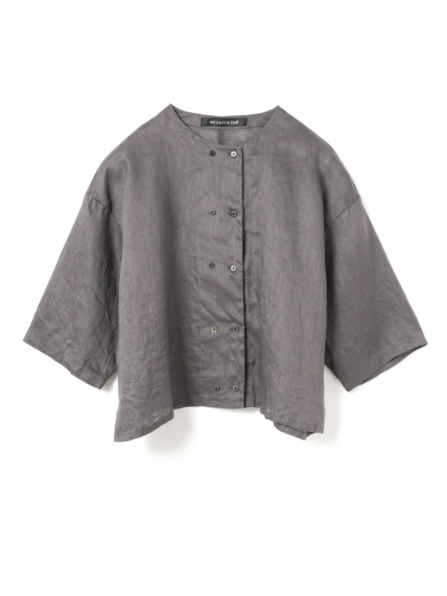 linen double crew neck shirt | 2-230123(c.gray 92-Free)