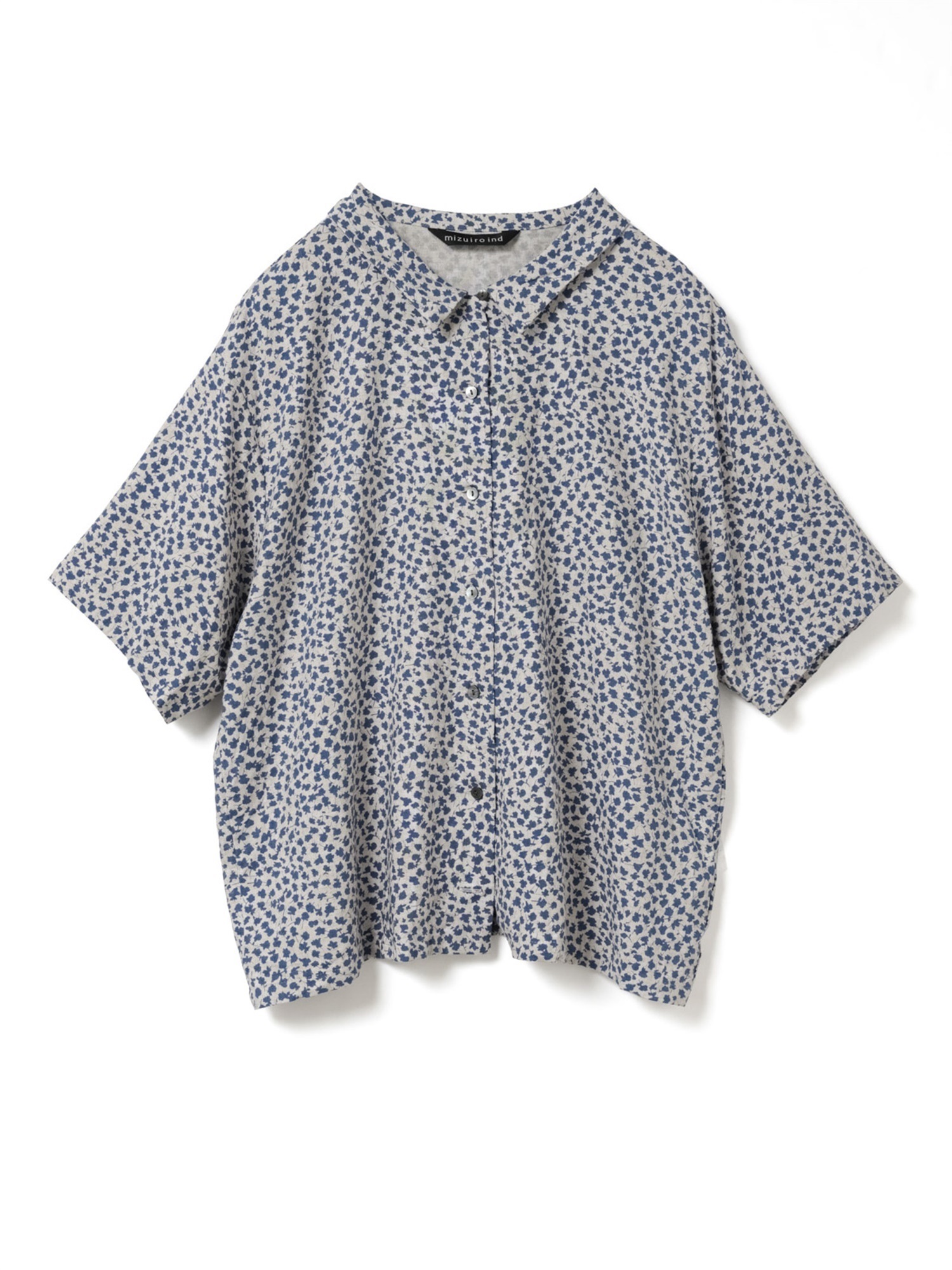 print half slv shirt | 2-230126(beige × blue 31-Free)