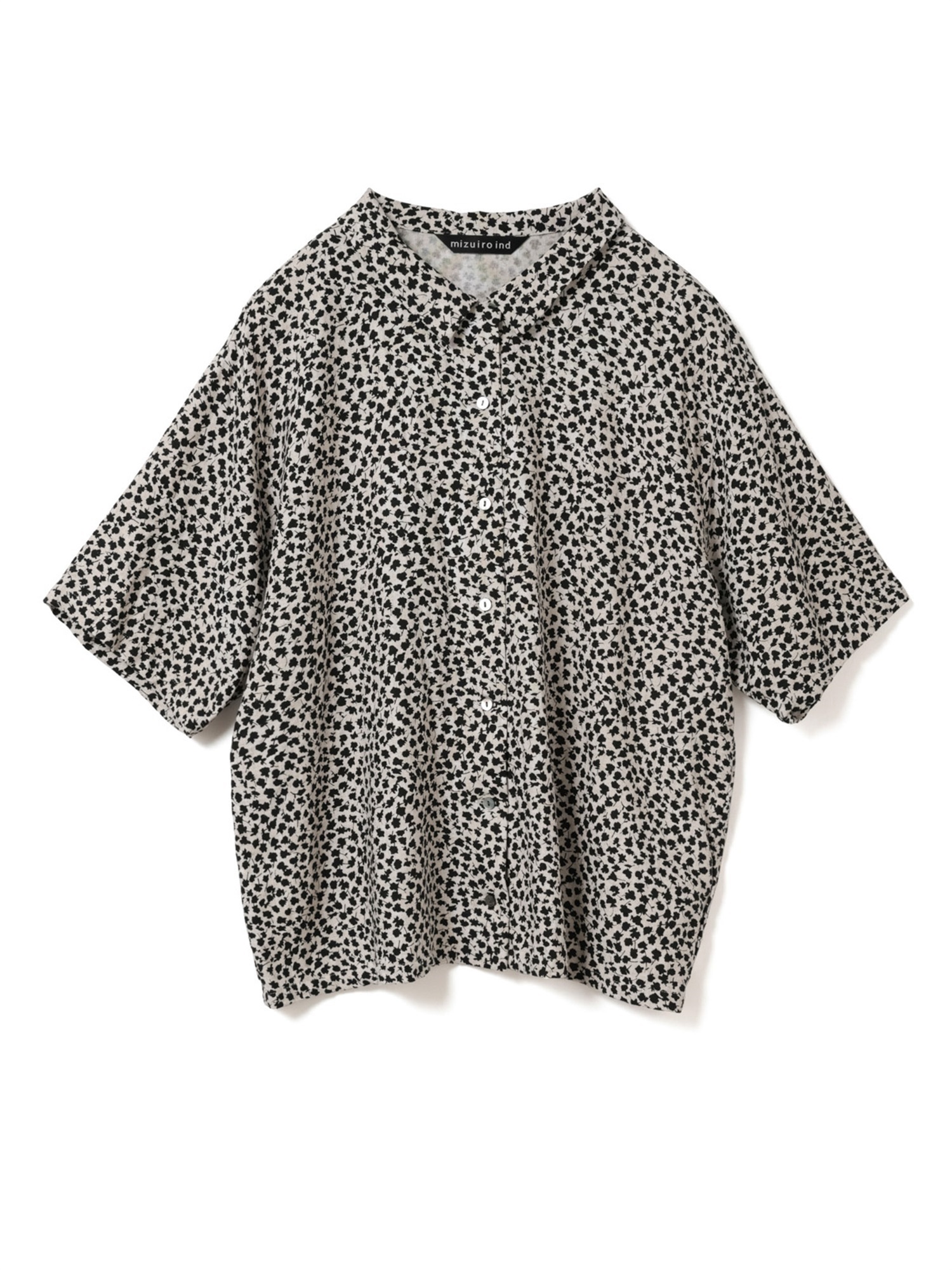 print half slv shirt | 2-230126( beige × black 99-Free)