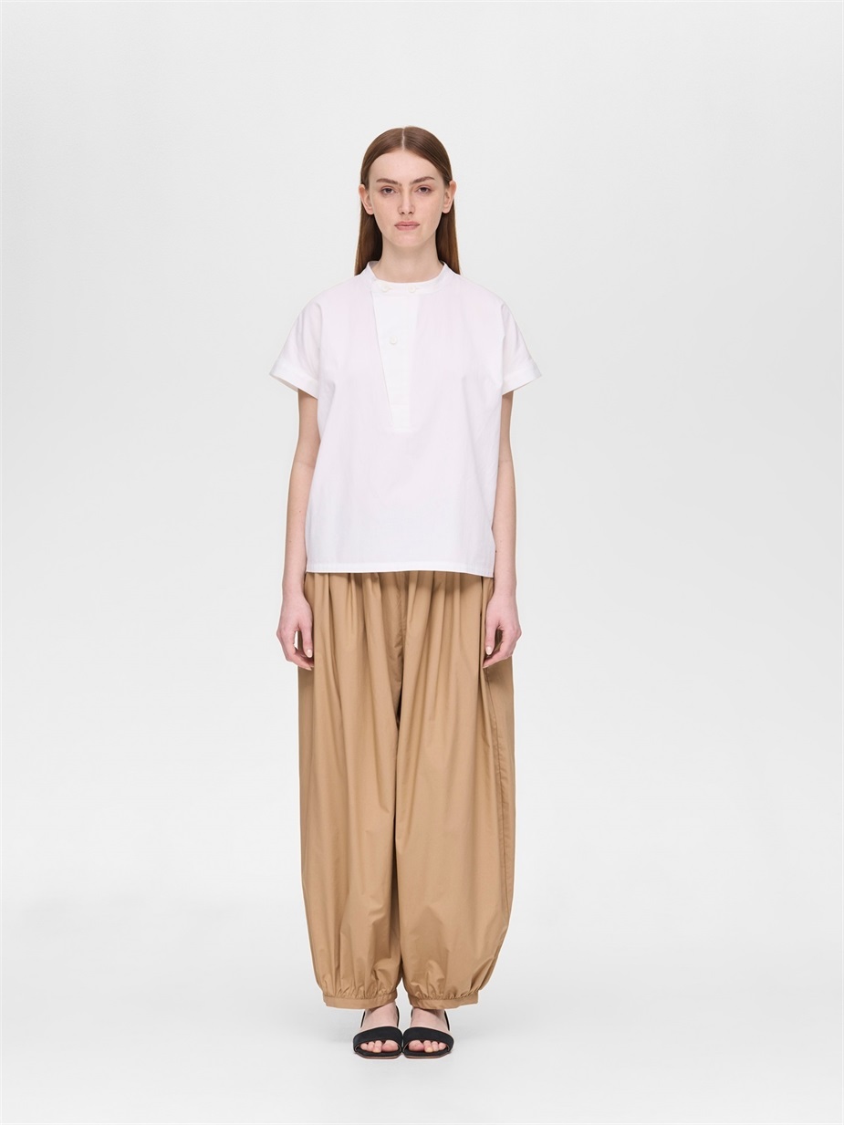 cotton linen asymmetry collar shirt | 2-230127