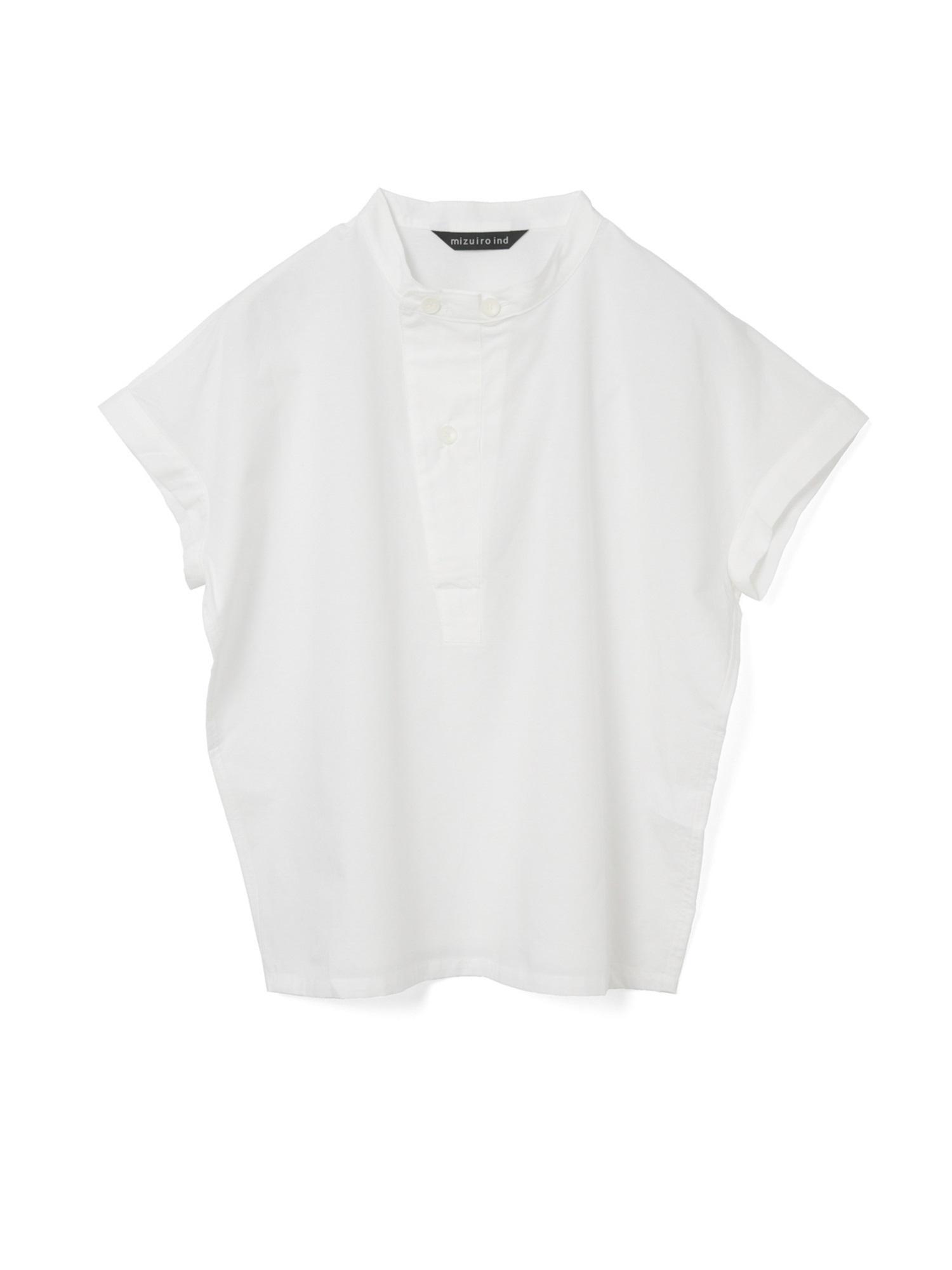 cotton linen asymmetry collar shirt | 2-230127(off white 11A-Free)