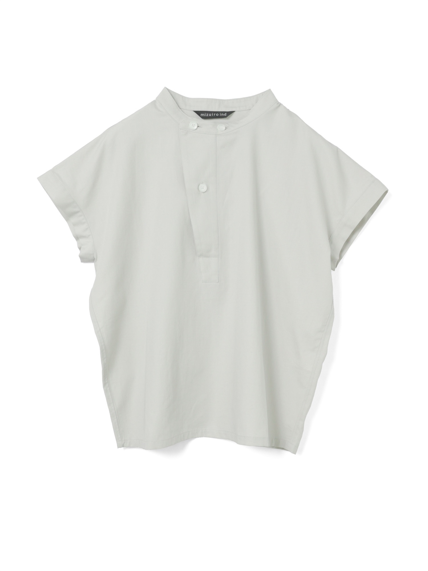 cotton linen asymmetry collar shirt | 2-230127(l.gray 90-Free)