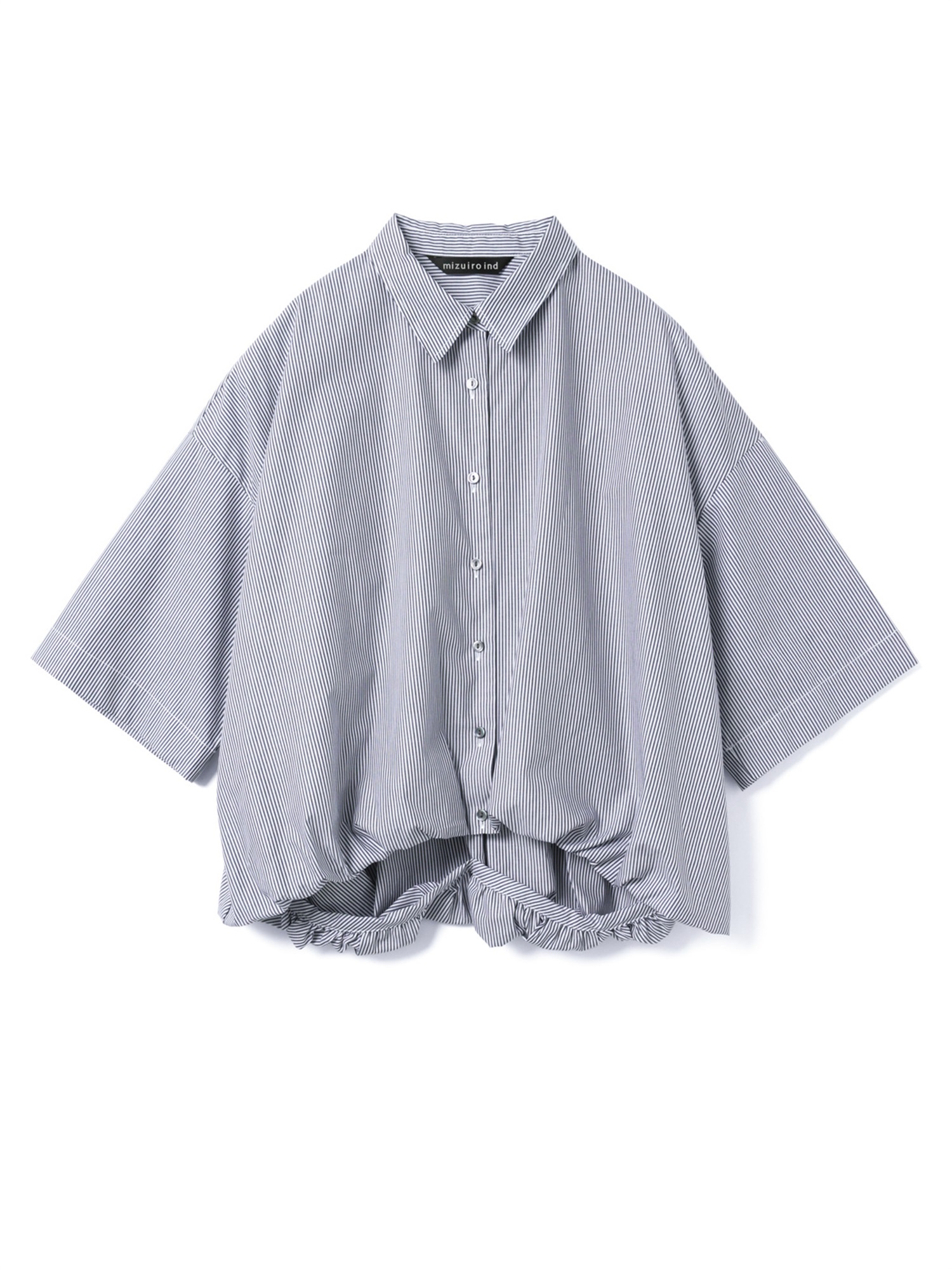 stripe half slv ballon shirt | 2-230129(navy 77D-Free)