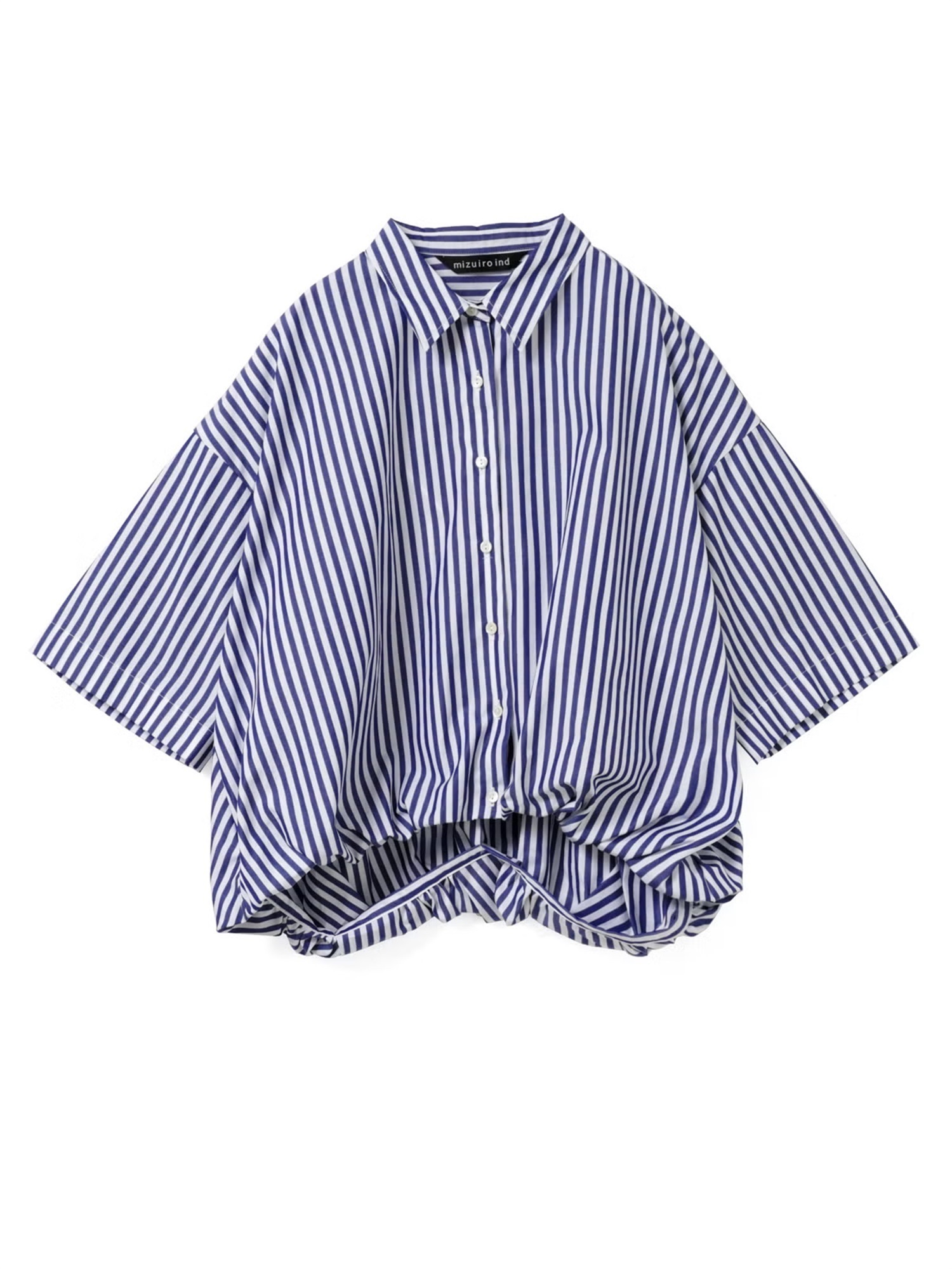 stripe half slv ballon shirt | 2-230129(navy 77E-Free)