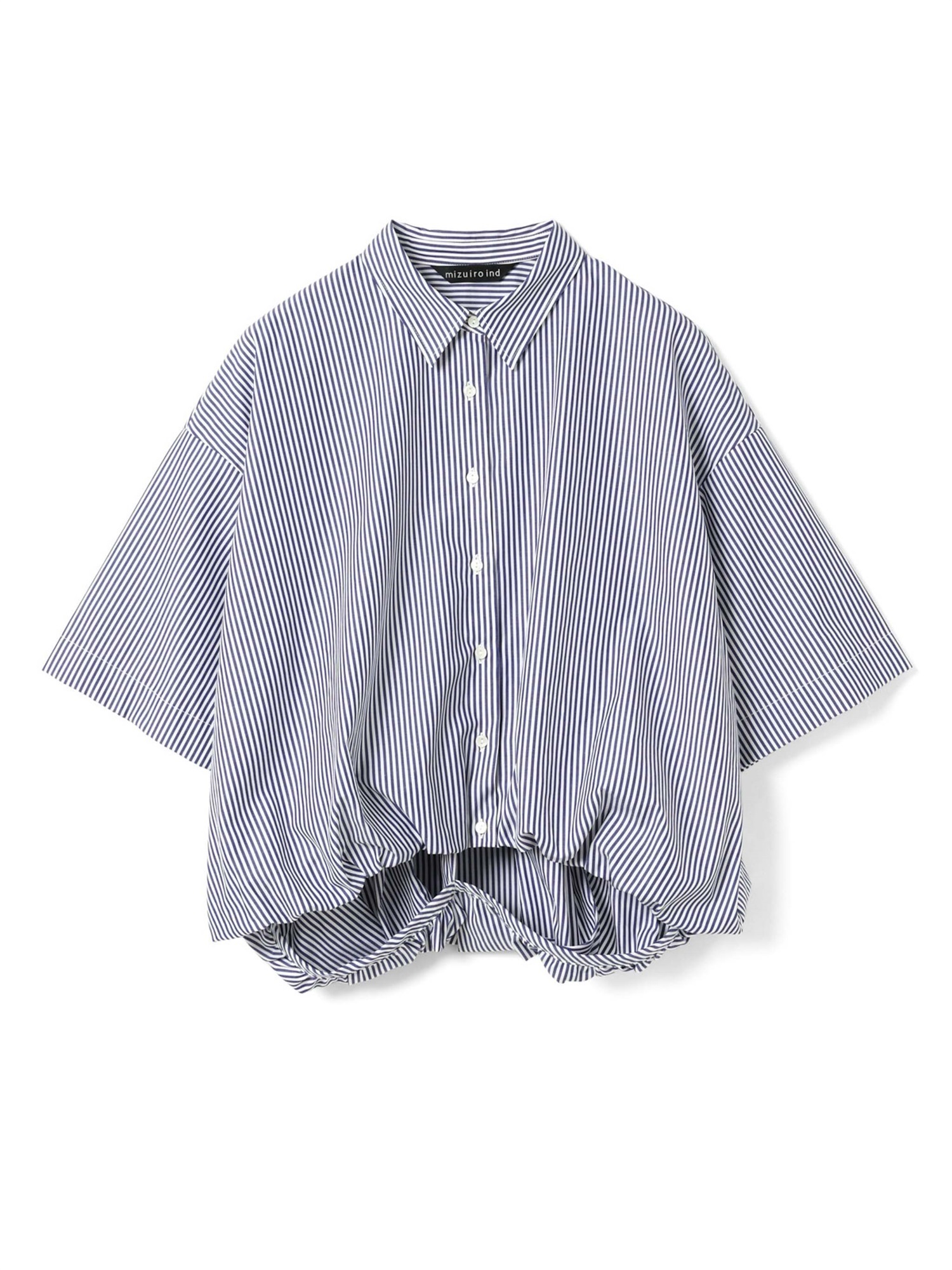 stripe half slv ballon shirt | 2-230129(navy 77-Free)