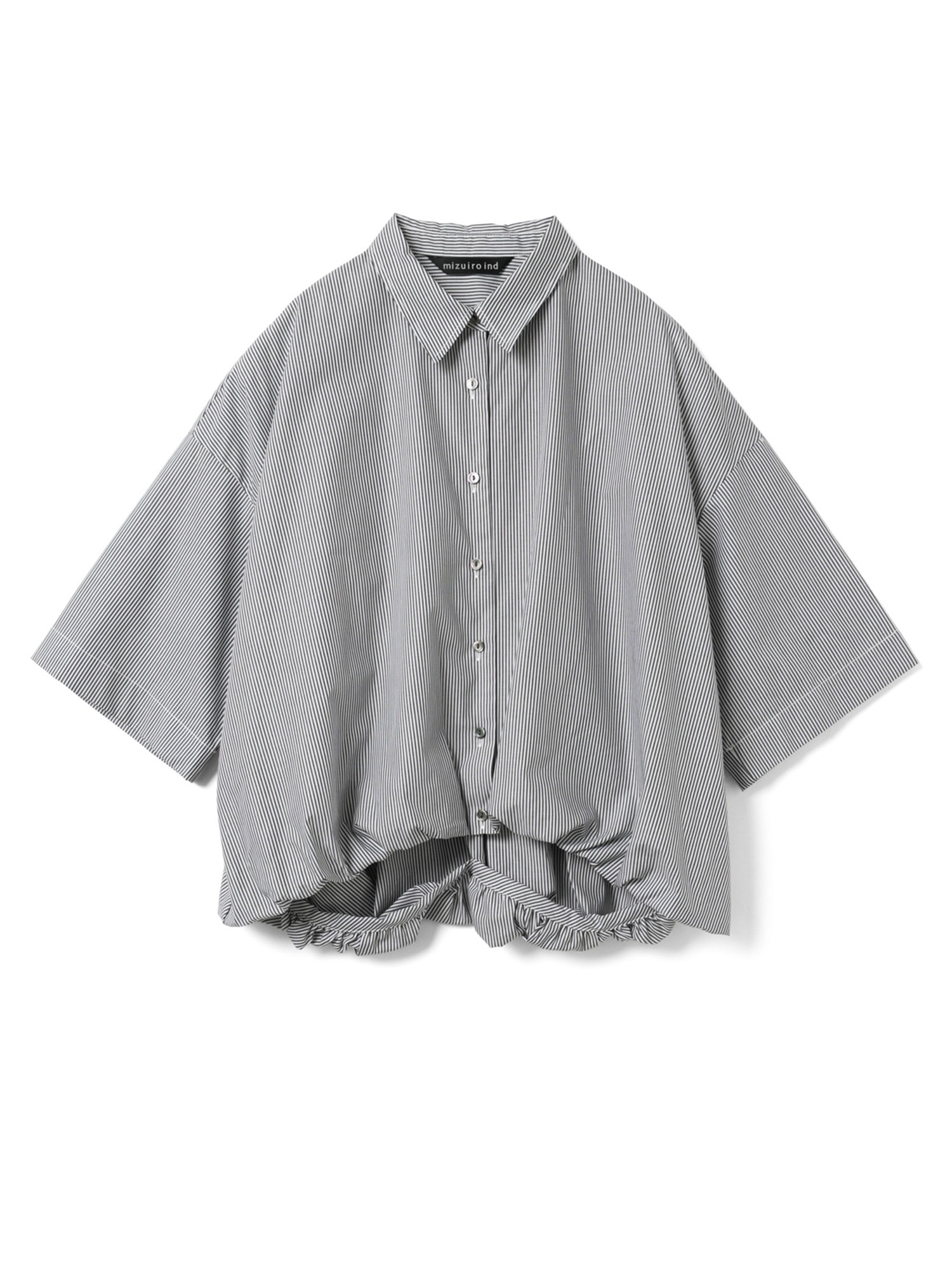 stripe half slv ballon shirt | 2-230129(black 99D-Free)