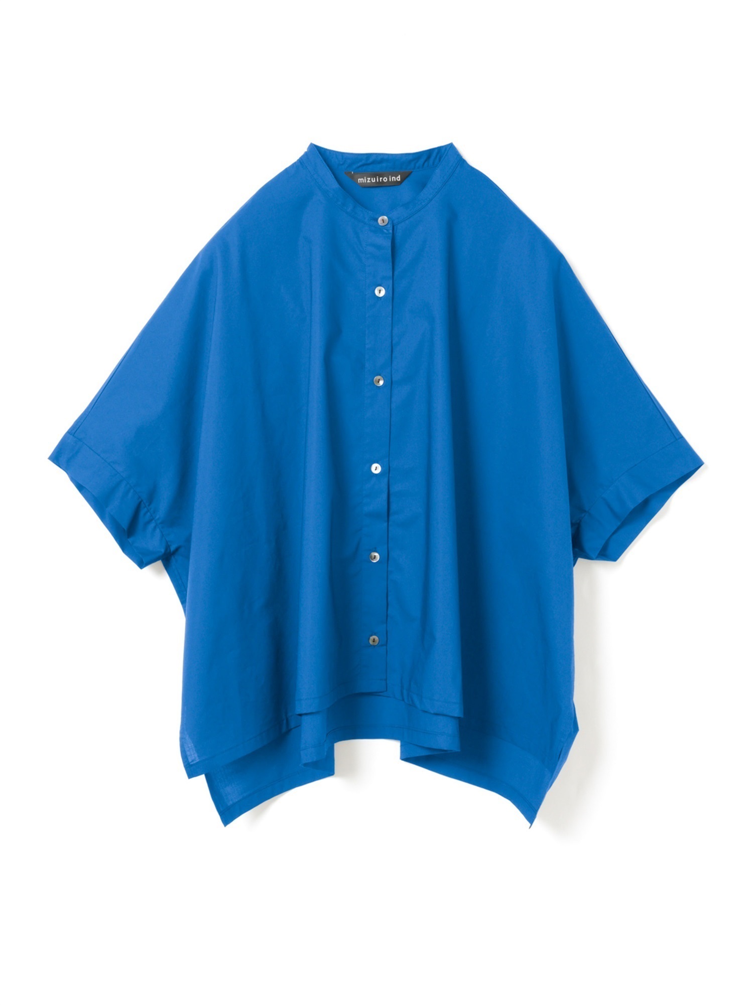 half slv stand collar wide shirt | 2-230132(blue 31-Free)