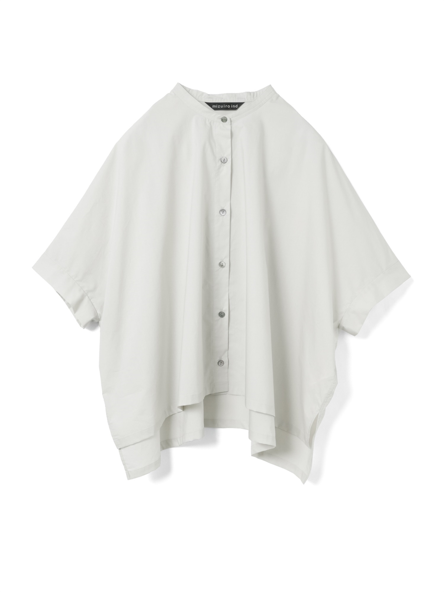 half slv stand collar wide shirt | 2-230132(l.gray 90-Free)