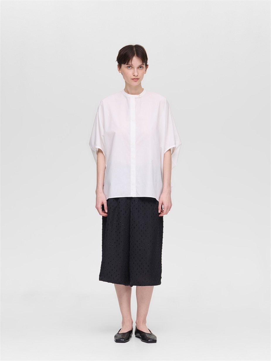 stand collar cocoon shirt | 2-230133