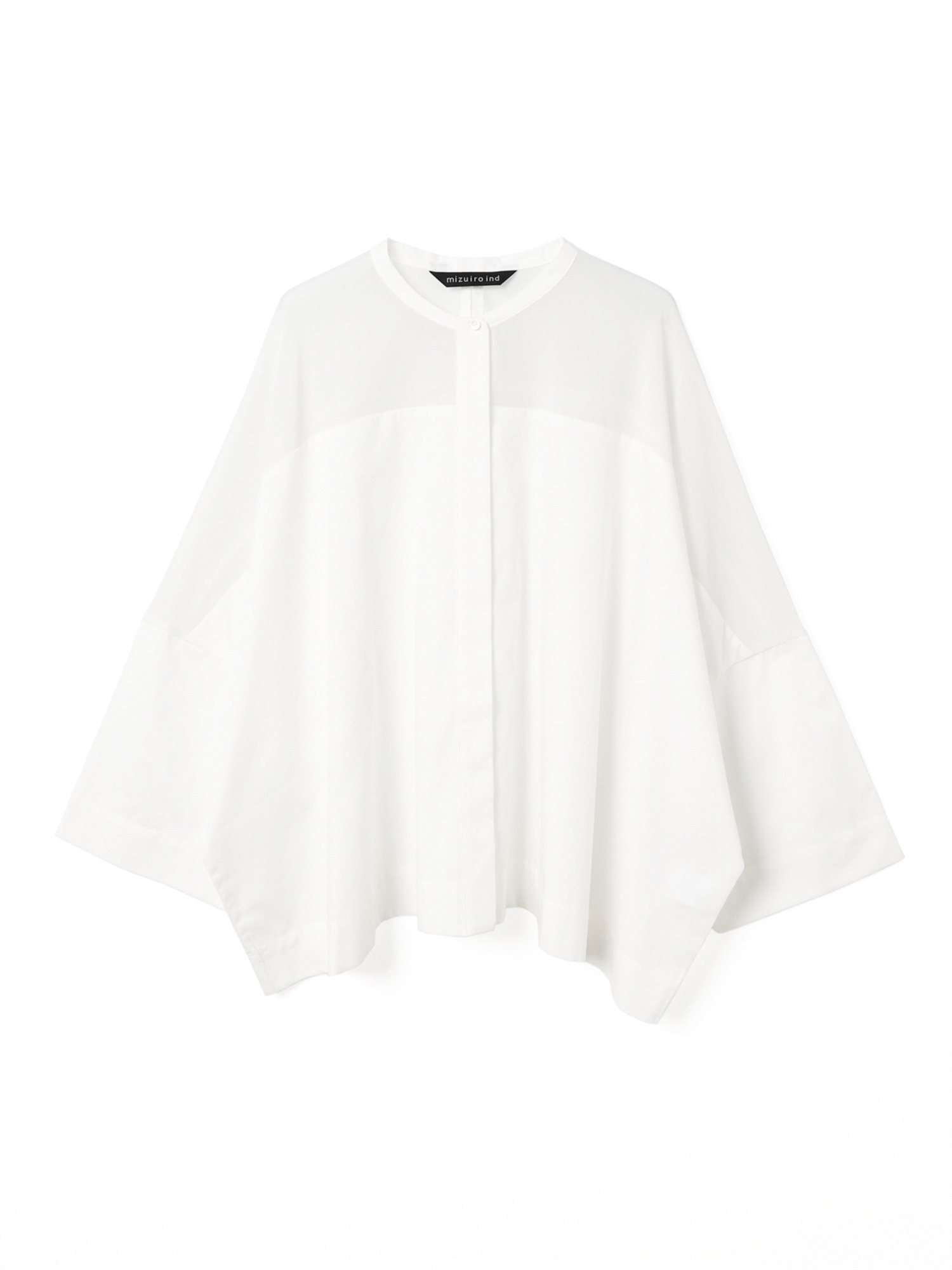 sheer shoulder stand collar wide shirt | 2-230134(off white 11-Free)