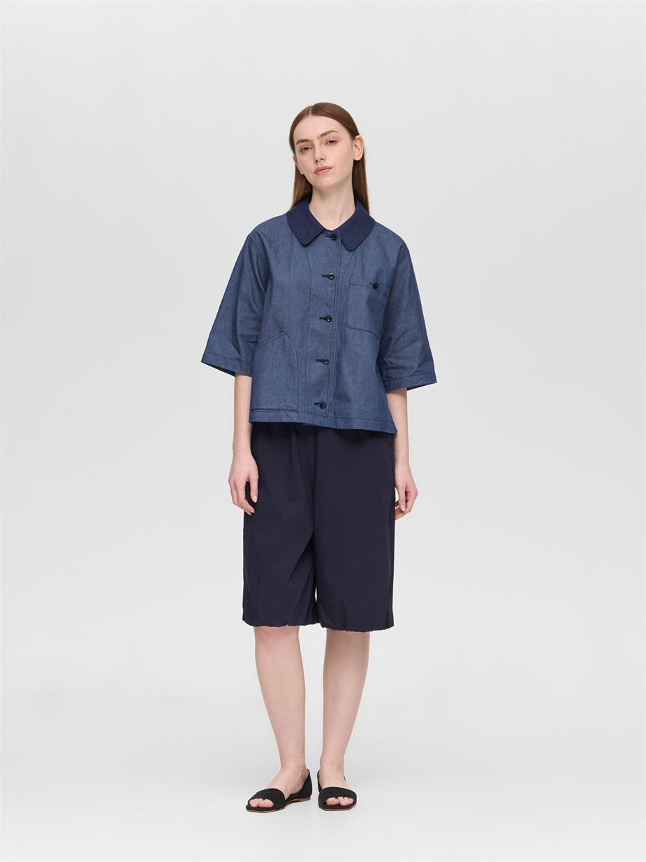 half slv denim shirt | 2-230135