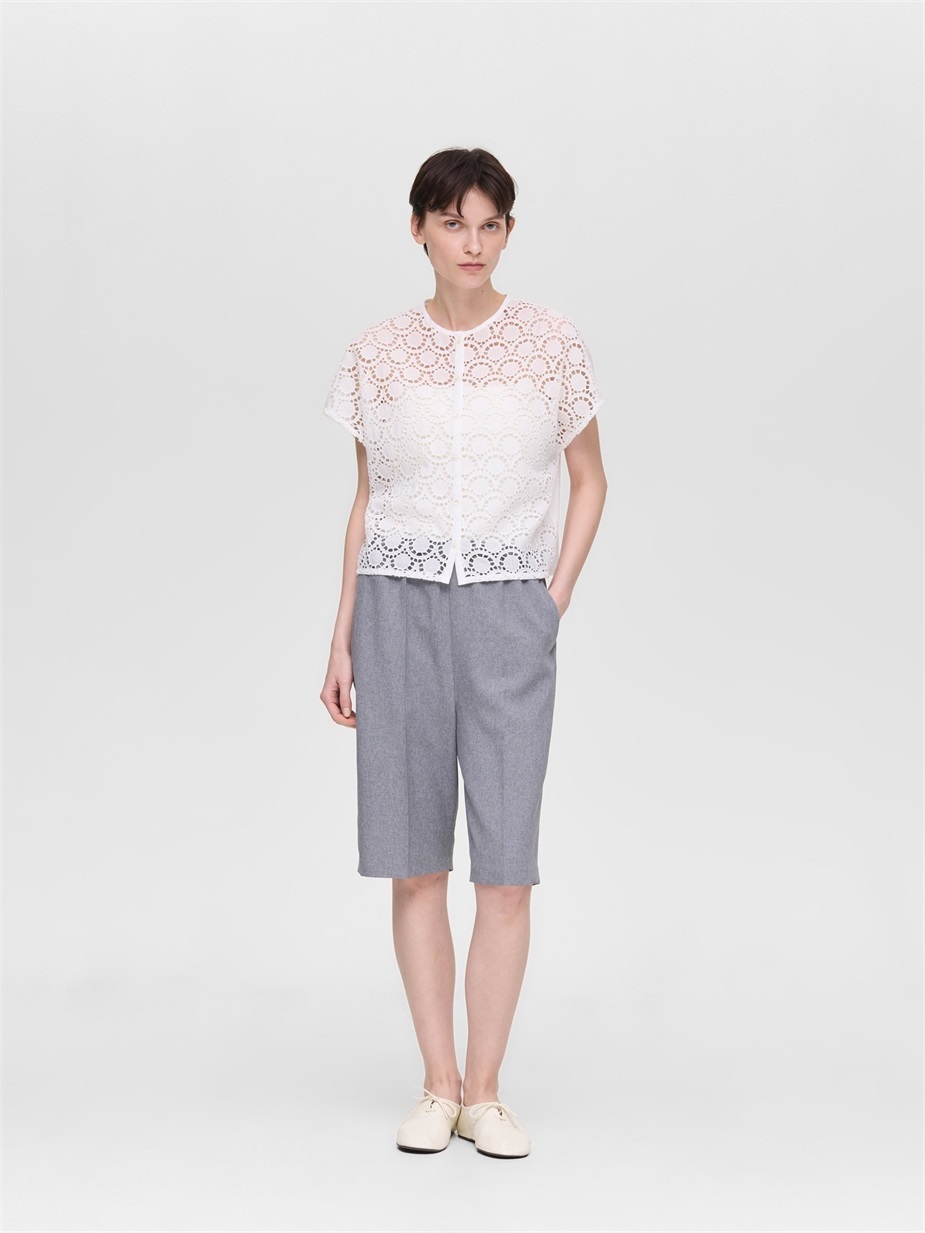 lace combi crew neck shirt | 2-230142