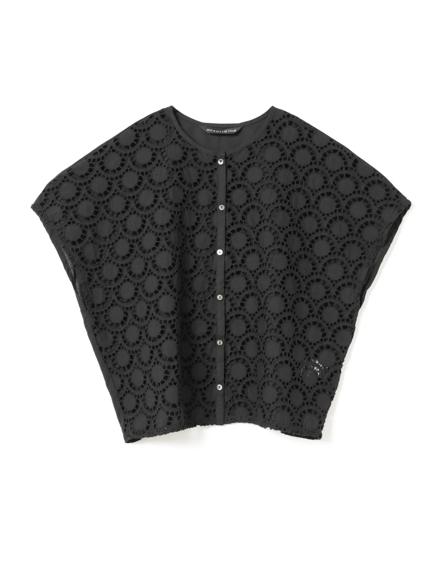 lace combi crew neck shirt | 2-230142(black 99-Free)