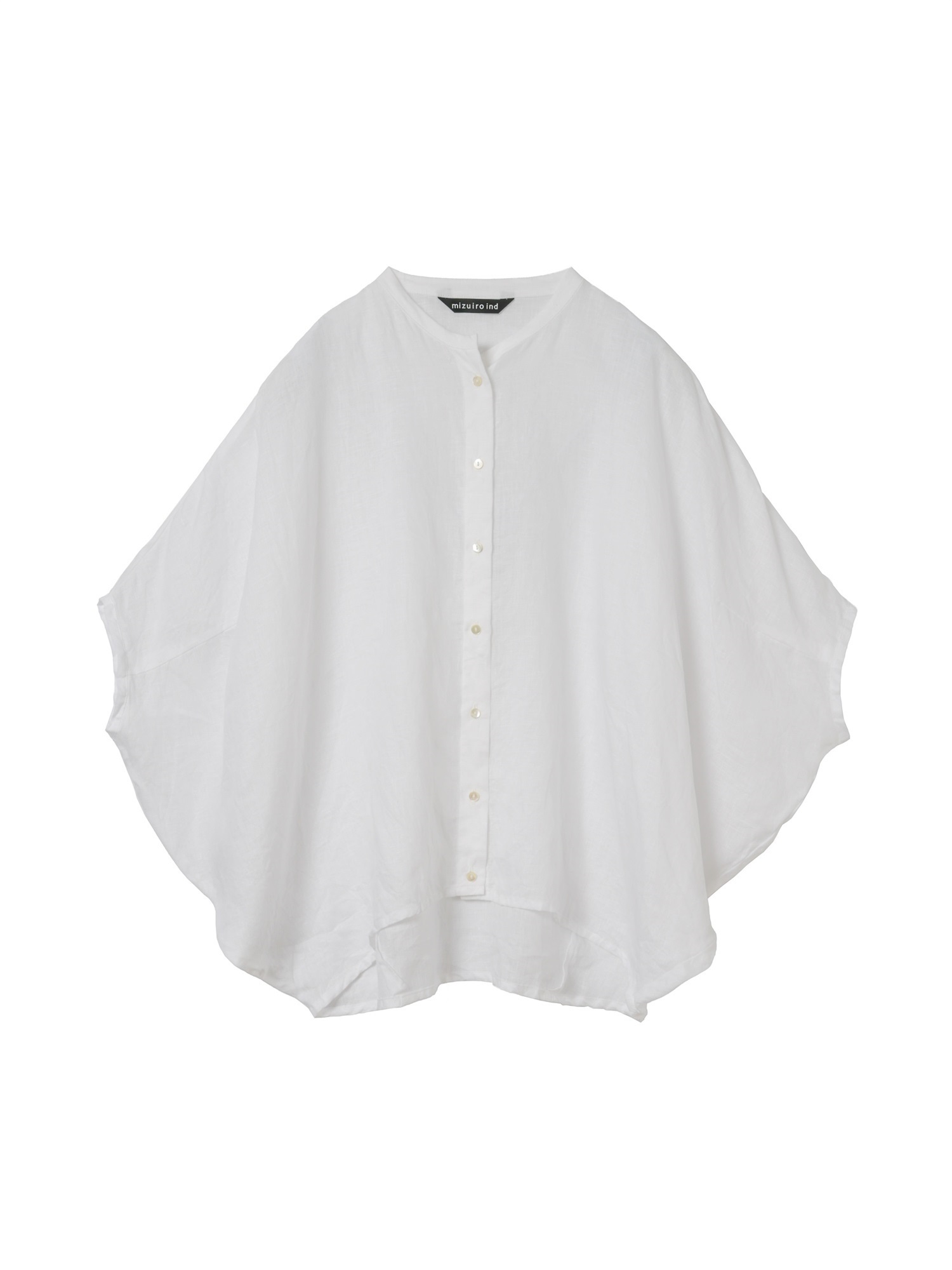 linen stand collar cocoon shirt | 2-230148(off white 11-Free)