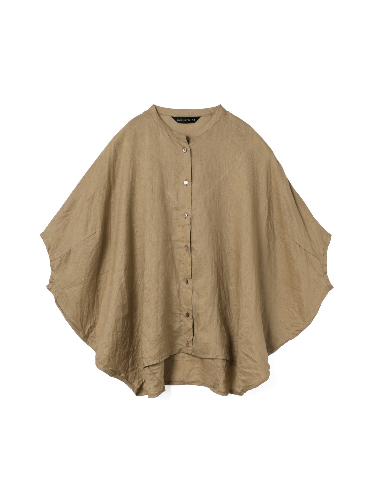linen stand collar cocoon shirt | 2-230148(beige 20-Free)