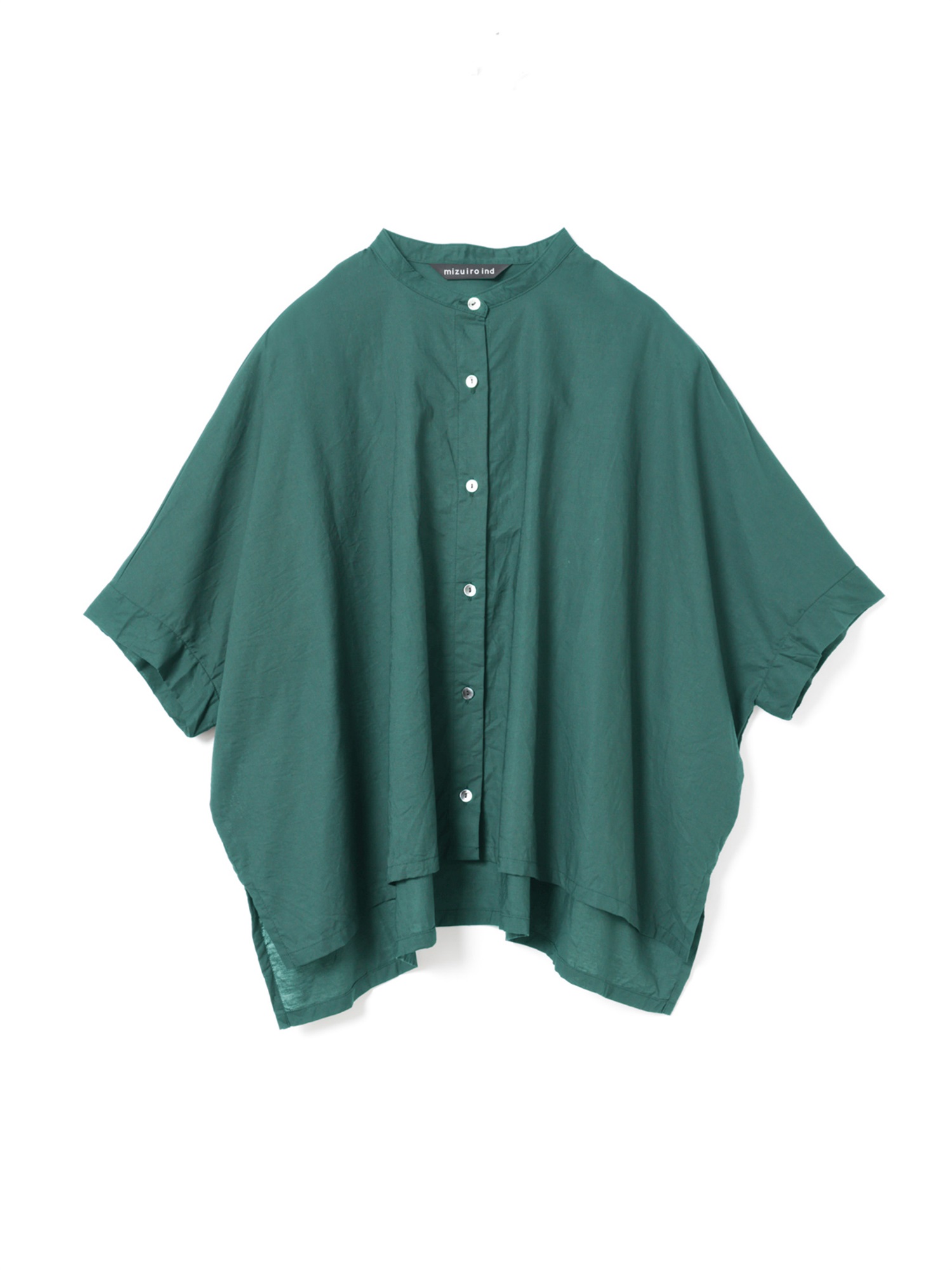 cotton linen stand collar wide shirt | 2-230149(green 22-Free)