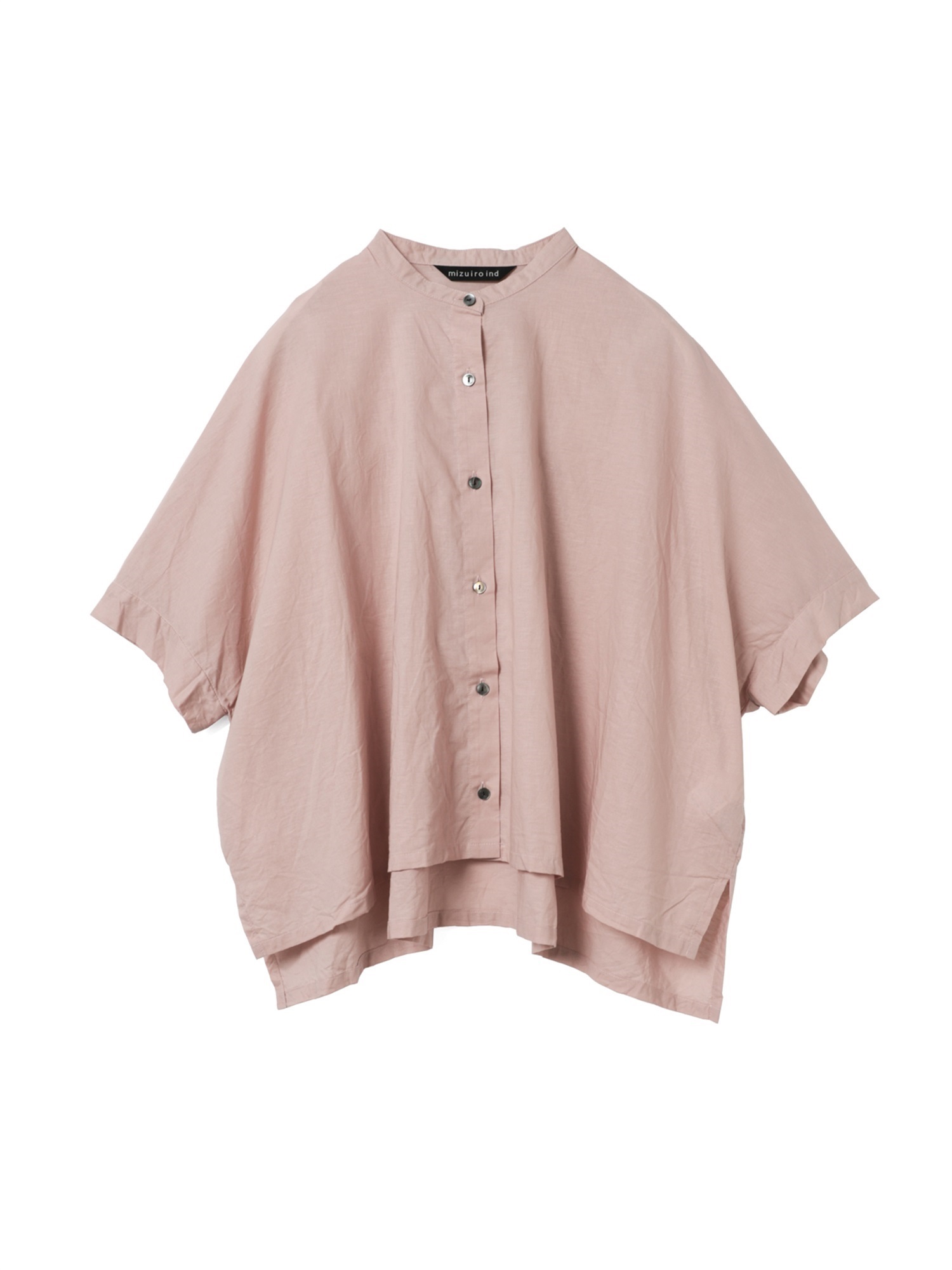 cotton linen stand collar wide shirt | 2-230149(pink 41-Free)
