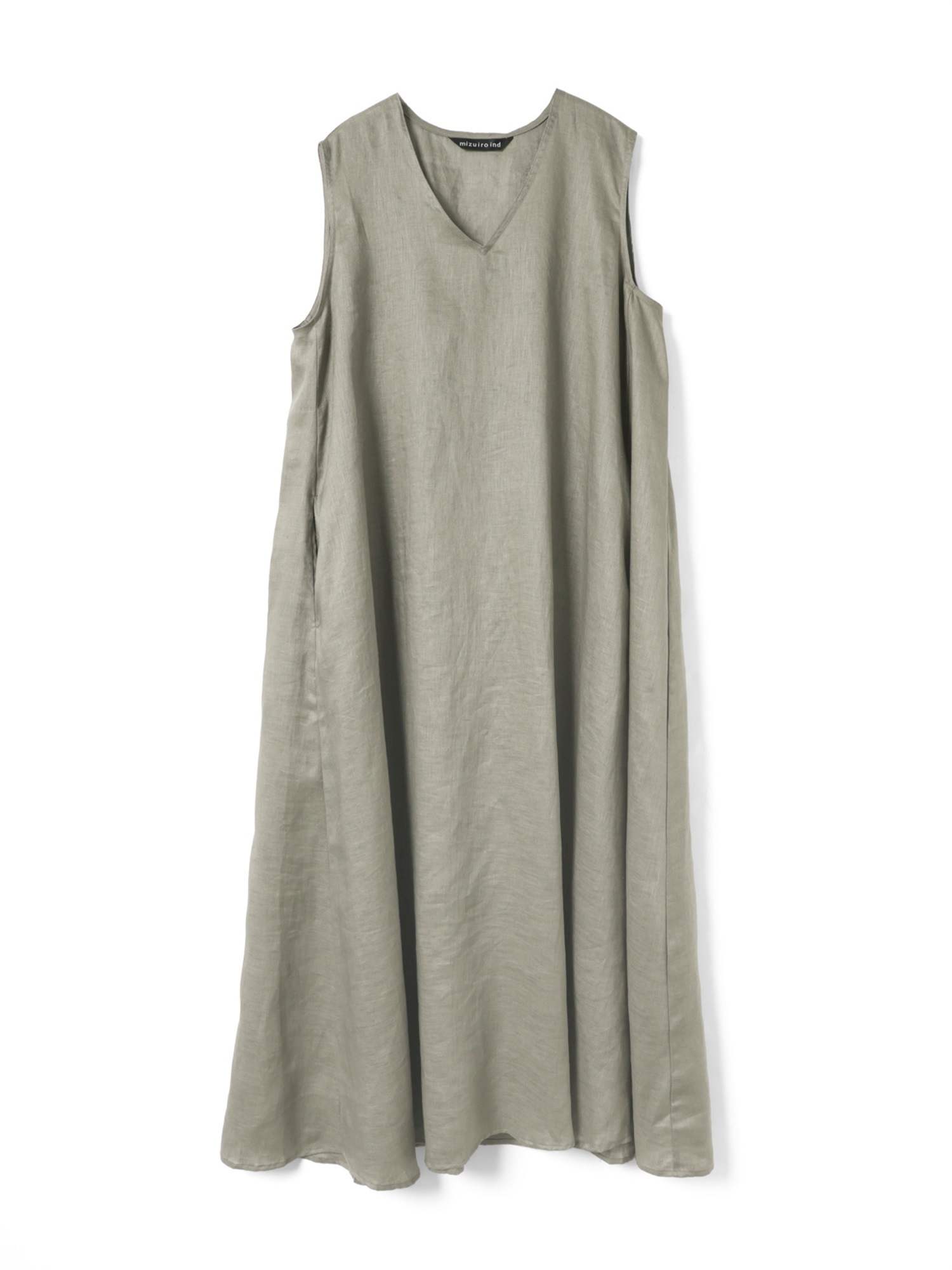 linen V neck flare OP | 2-250097(beige 20A-Free)