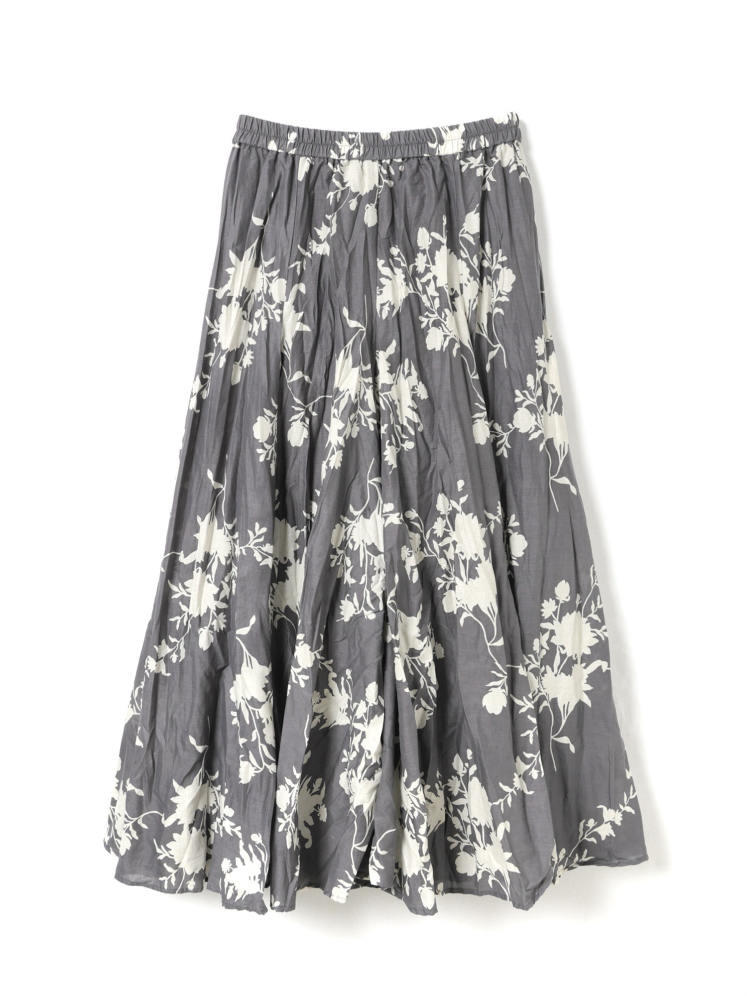 flower print volume flare SK | 2-260105(c.gray 92-Free)