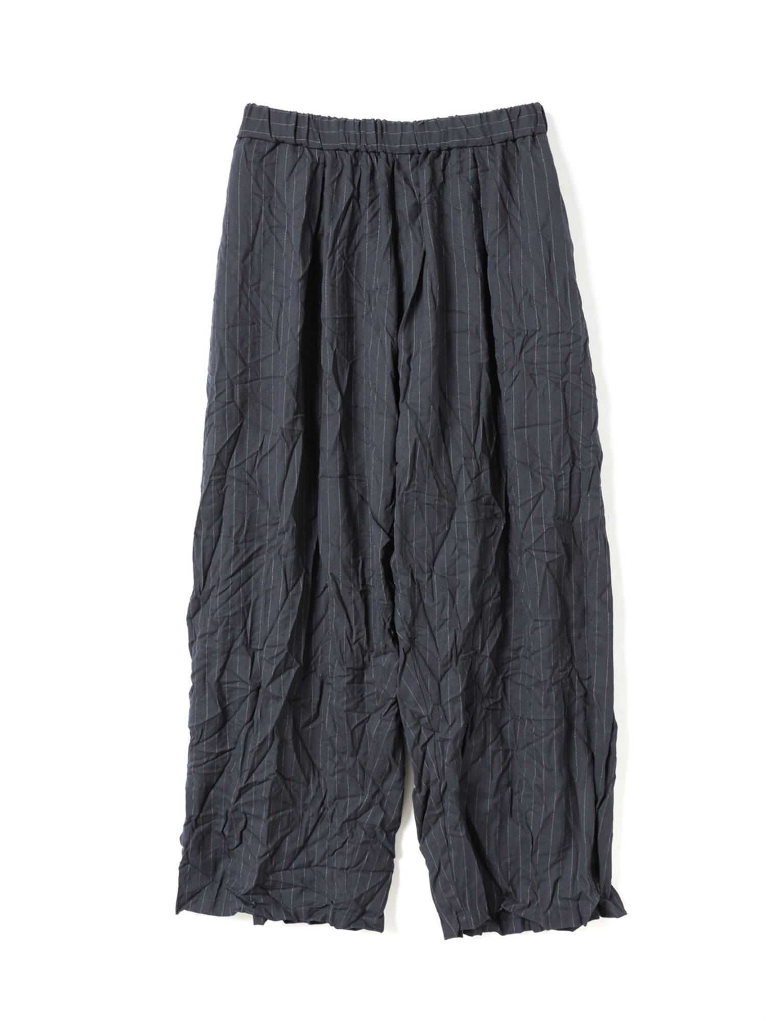 wrinkle pleats stripe wide easy PT | 2-260109(navy 77A-Free)