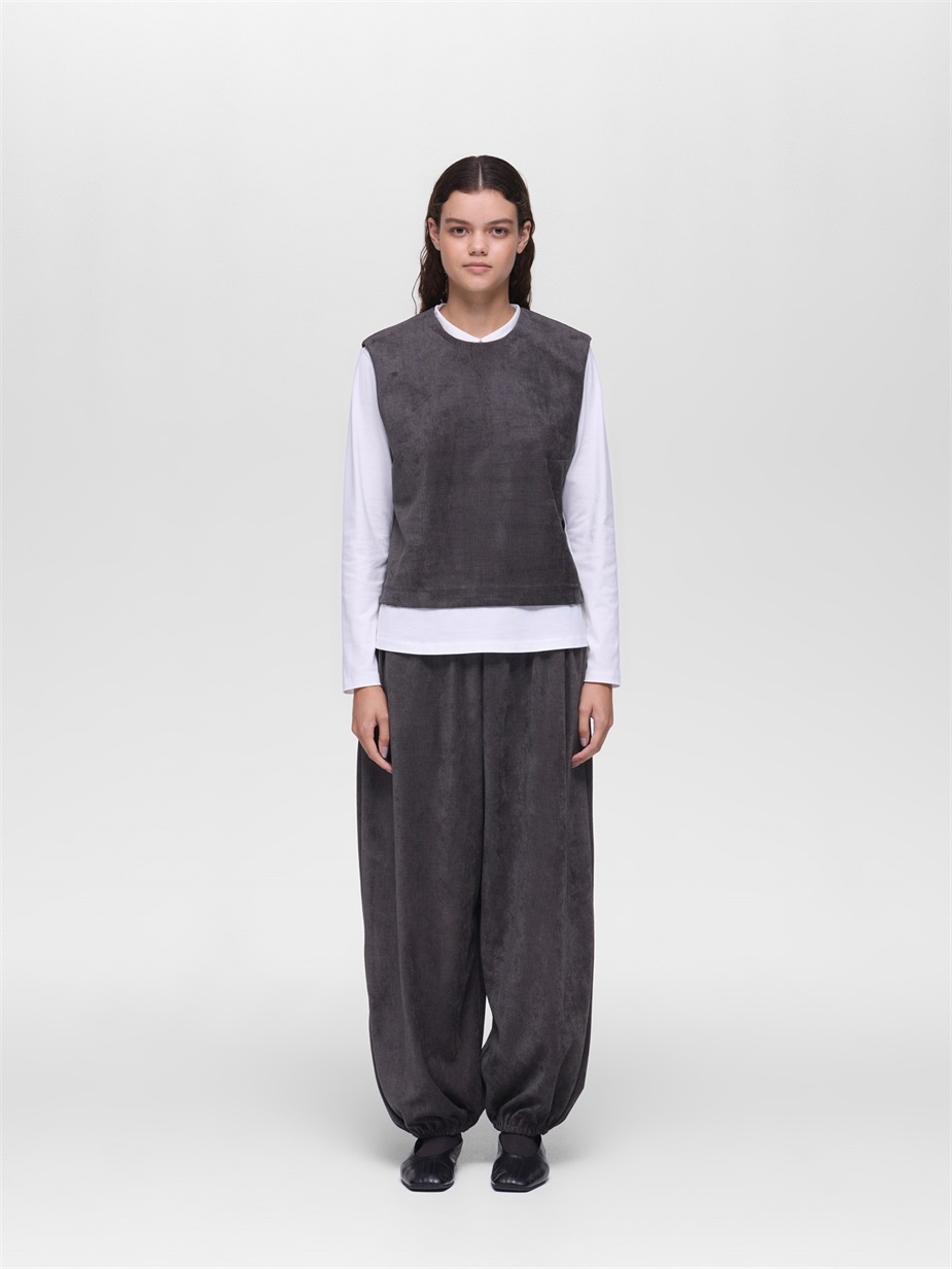 velour print vest | 3-210066