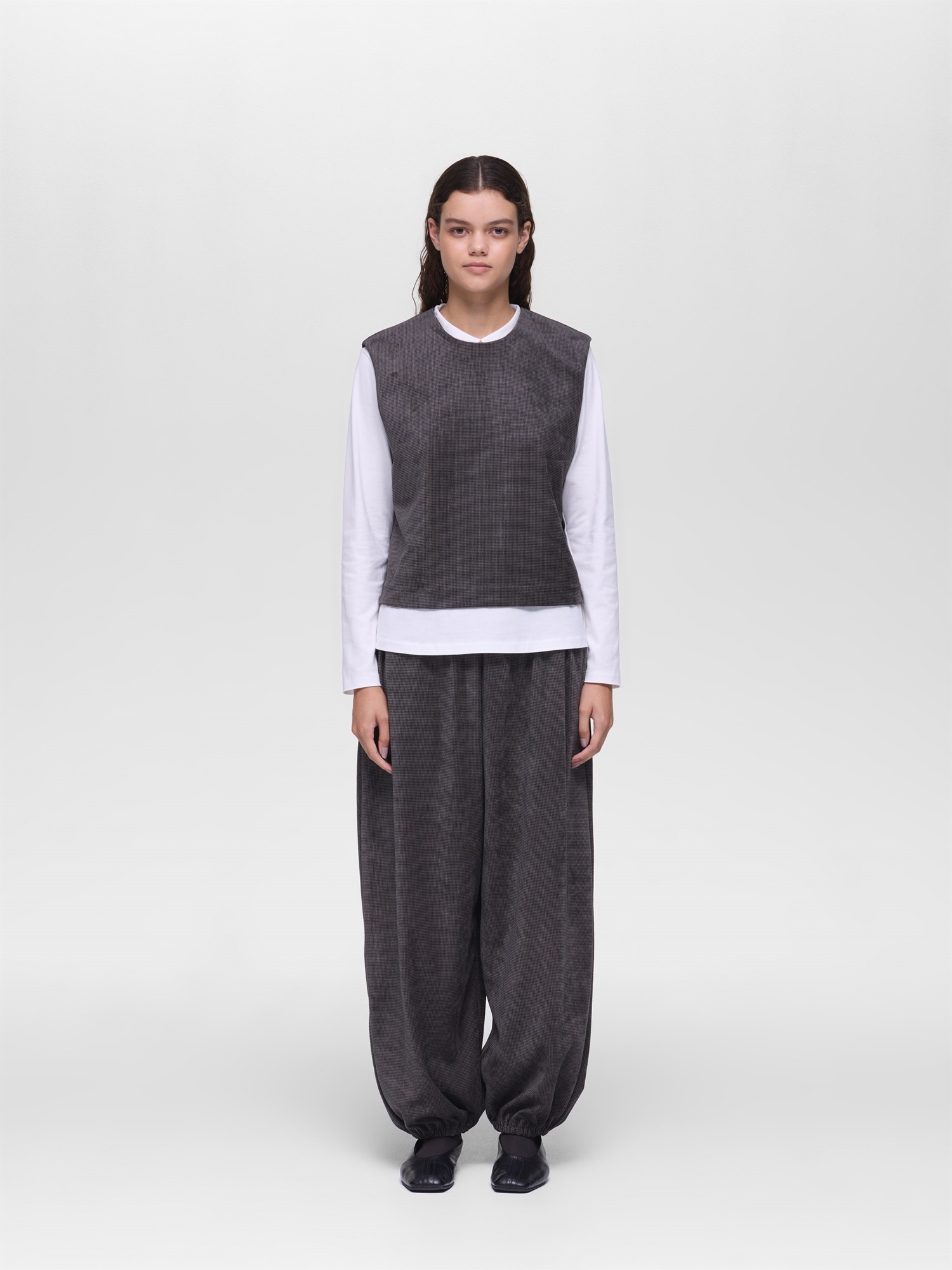 velour print vest | 3-210066
