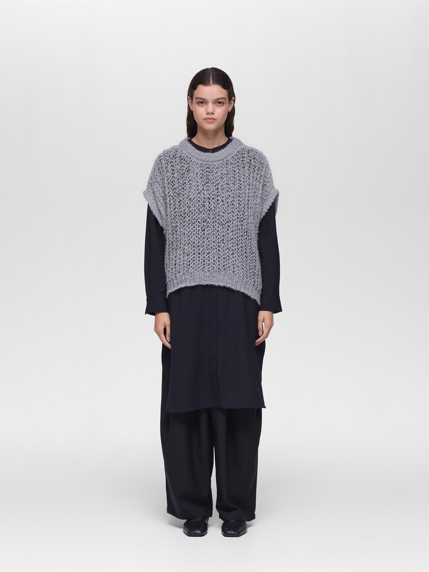 hairly cocoon wide vest | 3-220085