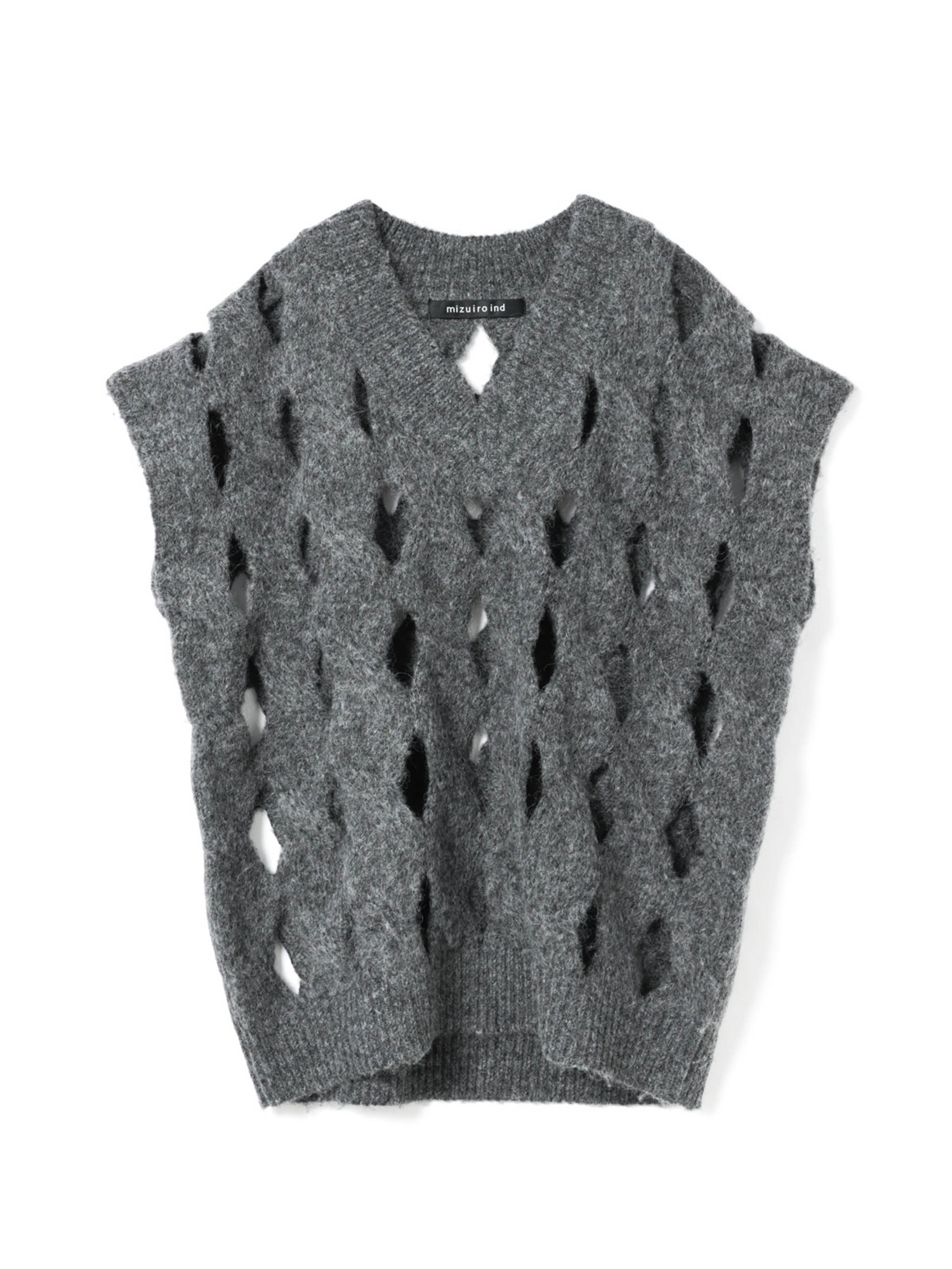 cable V neck vest | 3-220133(gray 91-Free)
