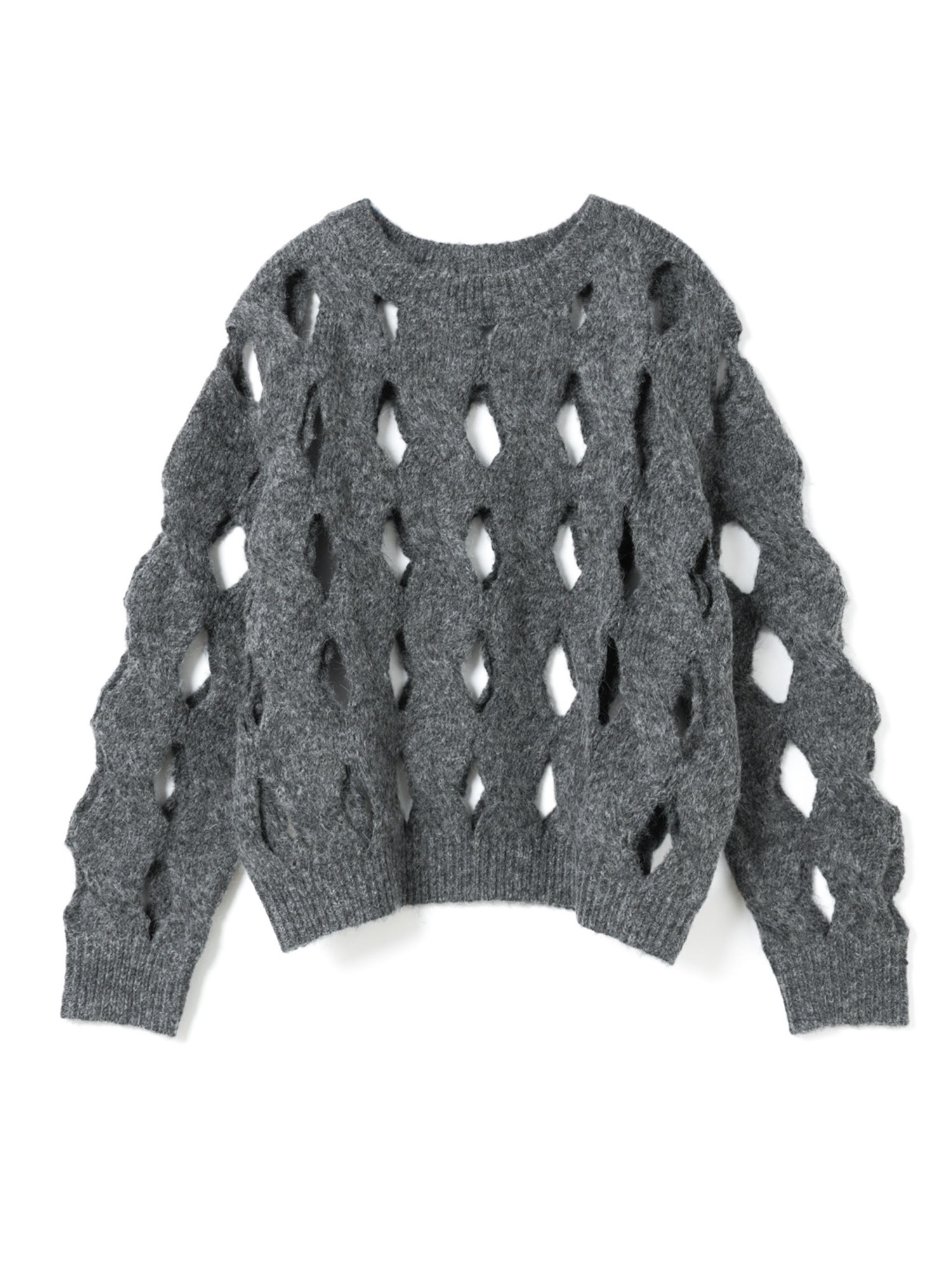 cable crew neck P/O | 3-220134(gray 91-Free)