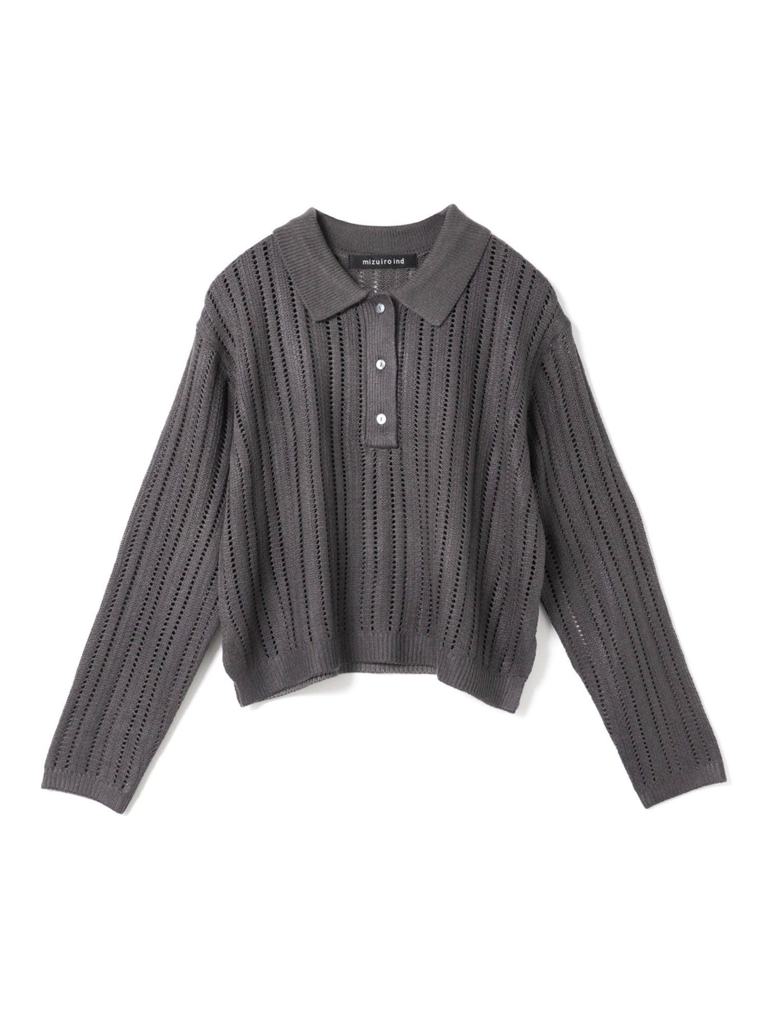 foil printing mesh polo knit | 3-220135(c.gray 92-Free)