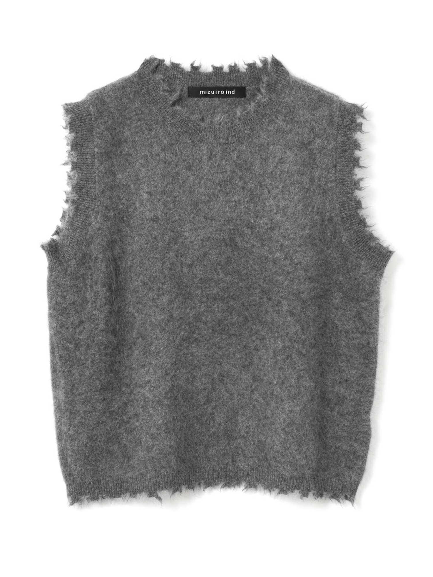rip damage crew neck vest | 3-220141(gray 91-Free)