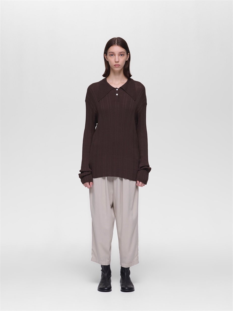 long collar knit polo | 3-220146