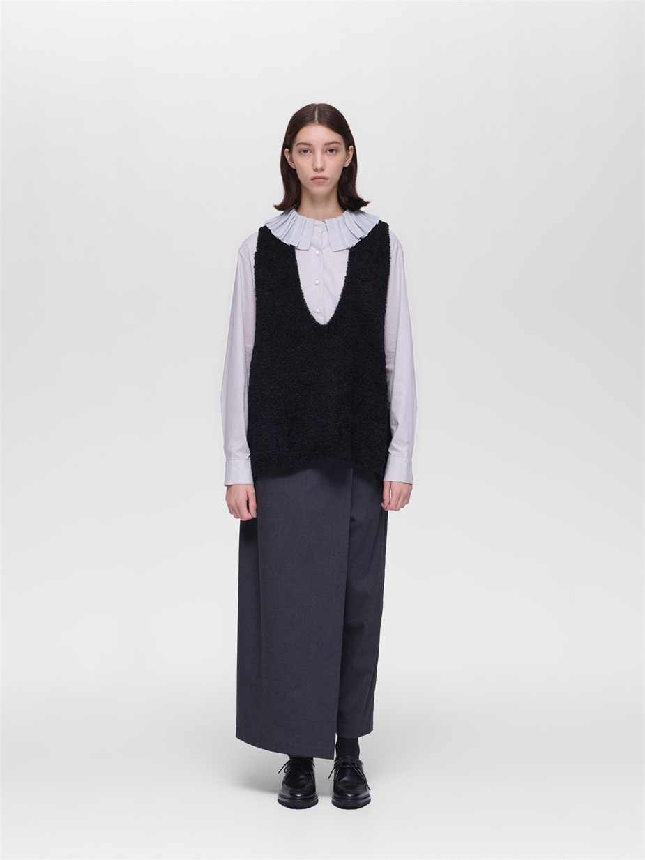 hairy yarn V neck P/O | 3-220159