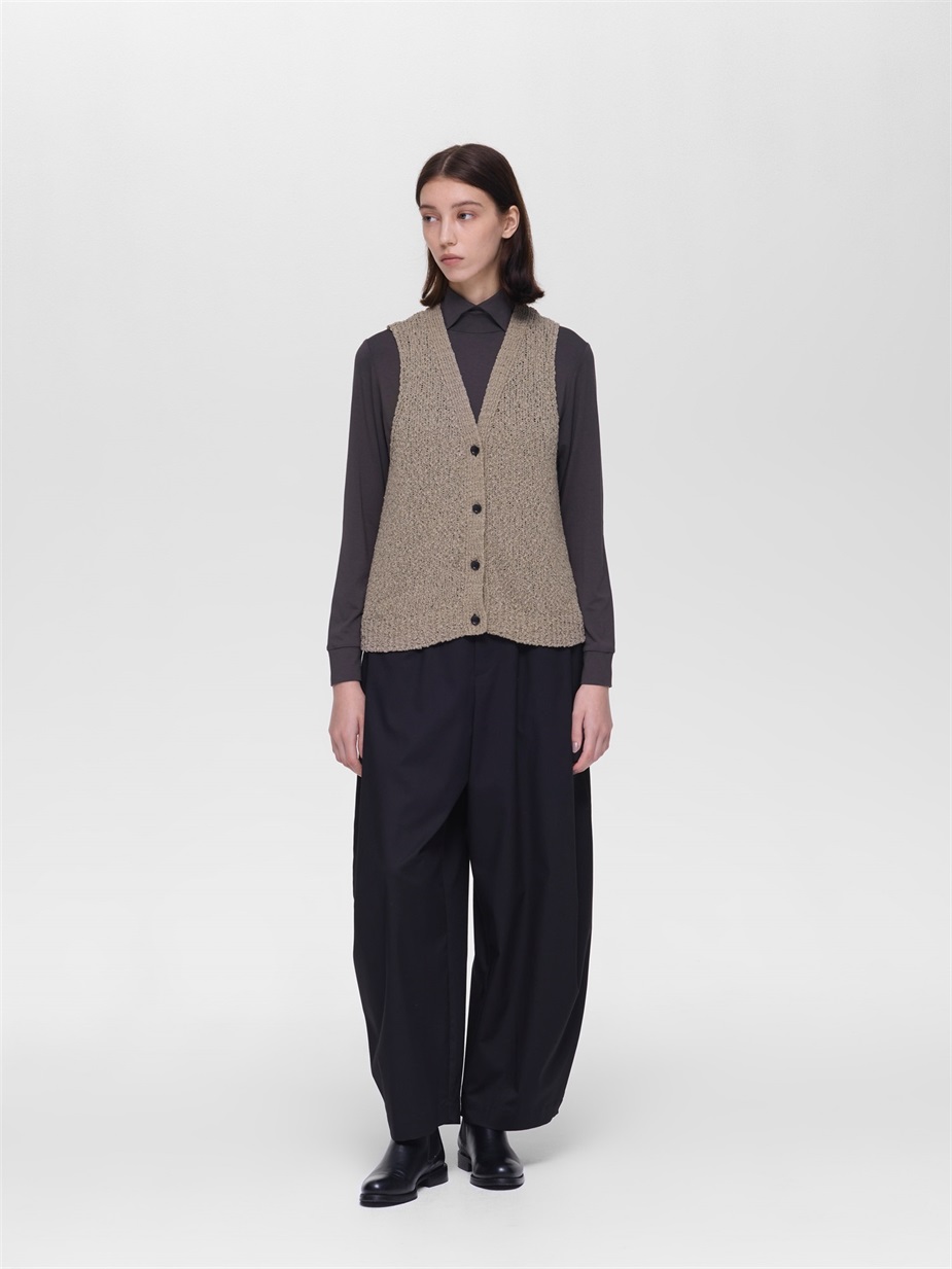 slub like V neck vest | 3-220161