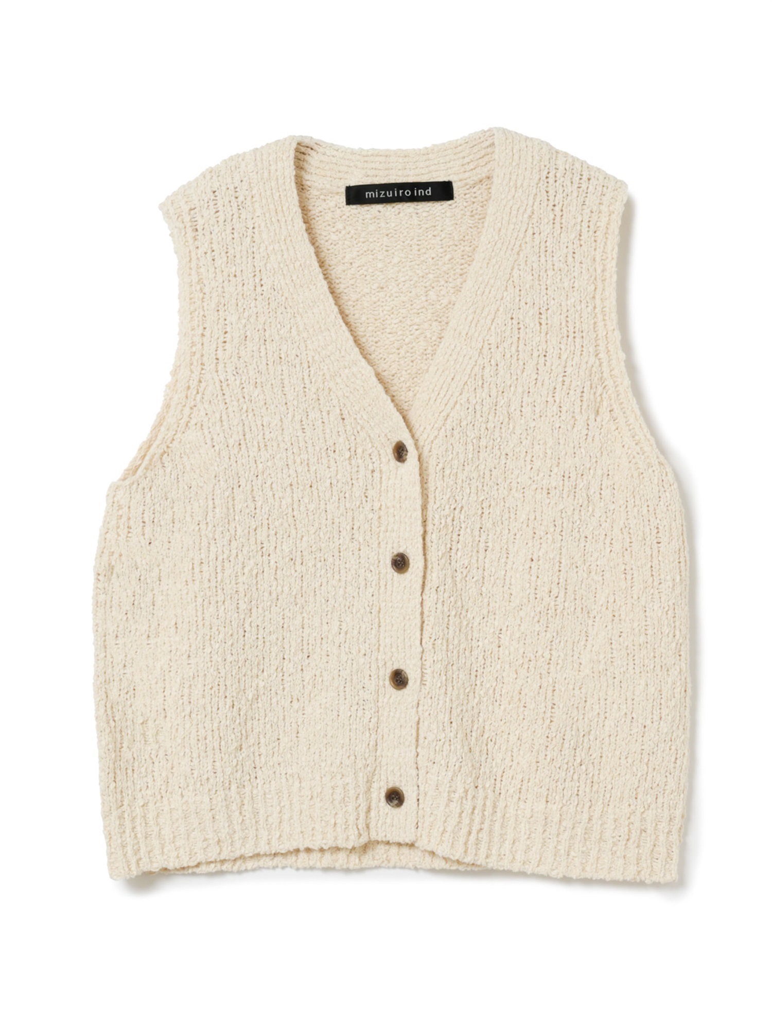 slub like V neck vest | 3-220161(ivory 12-Free)
