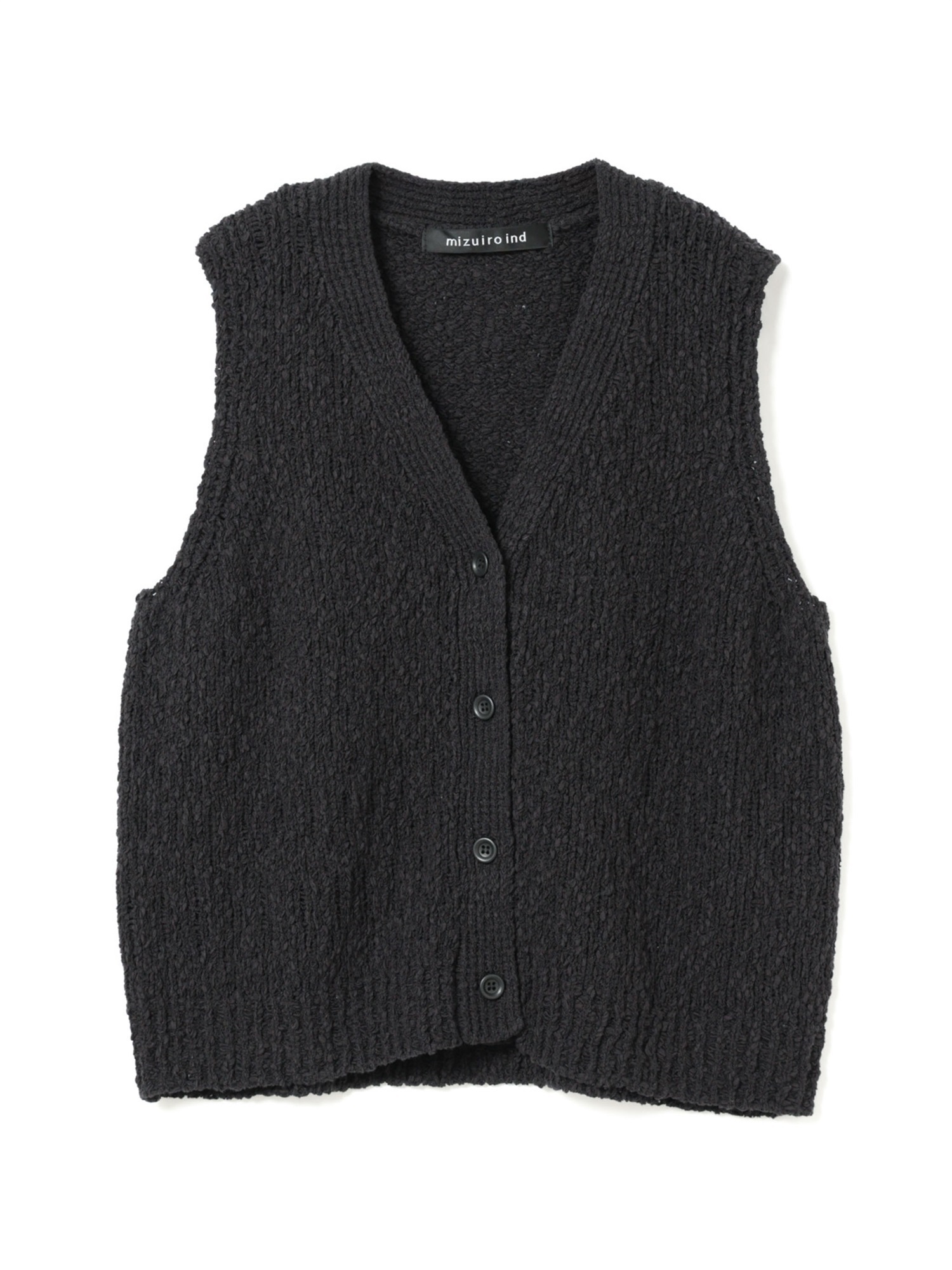 slub like V neck vest | 3-220161(black 99-Free)