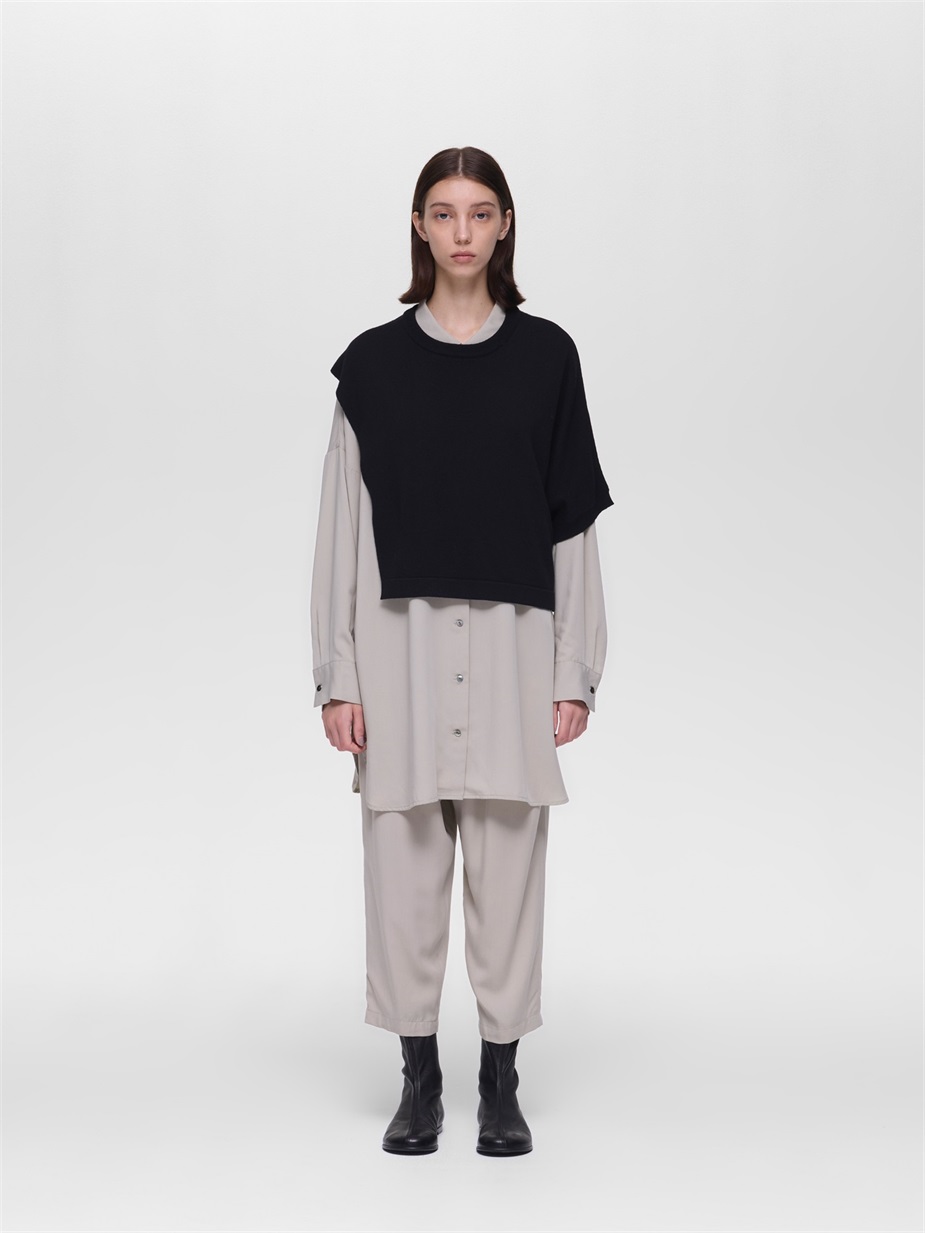 asymmetry crew neck P/O | 3-220163