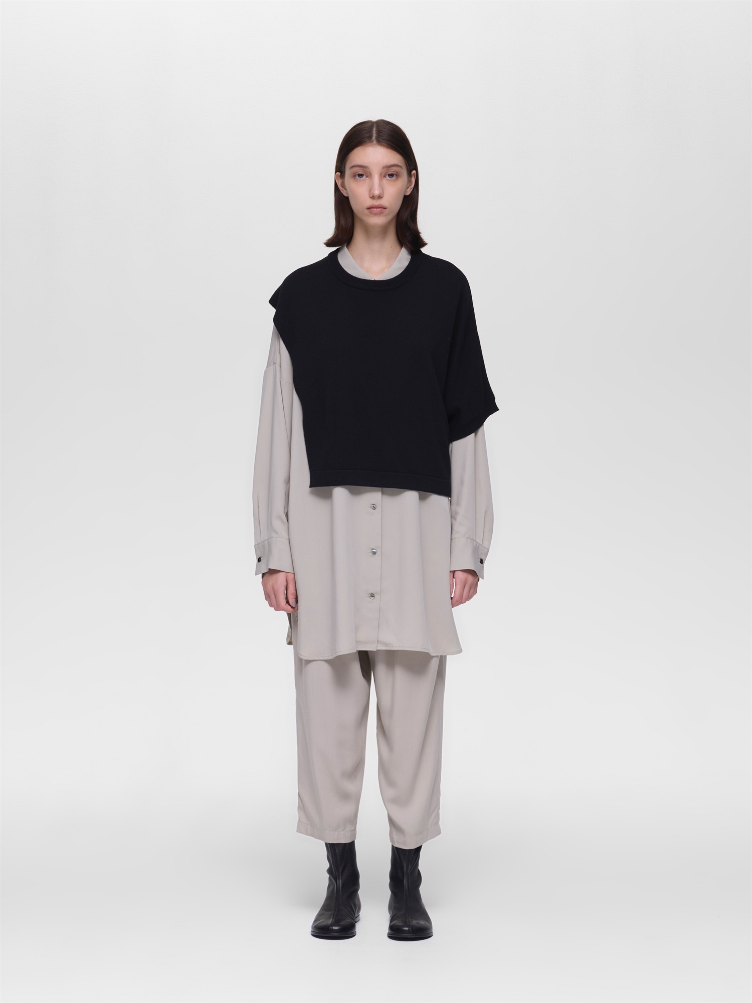 asymmetry crew neck P/O | 3-220163
