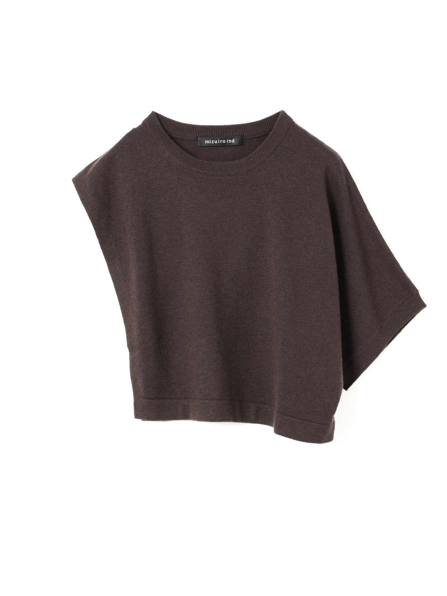 asymmetry crew neck P/O | 3-220163(brown 44-Free)
