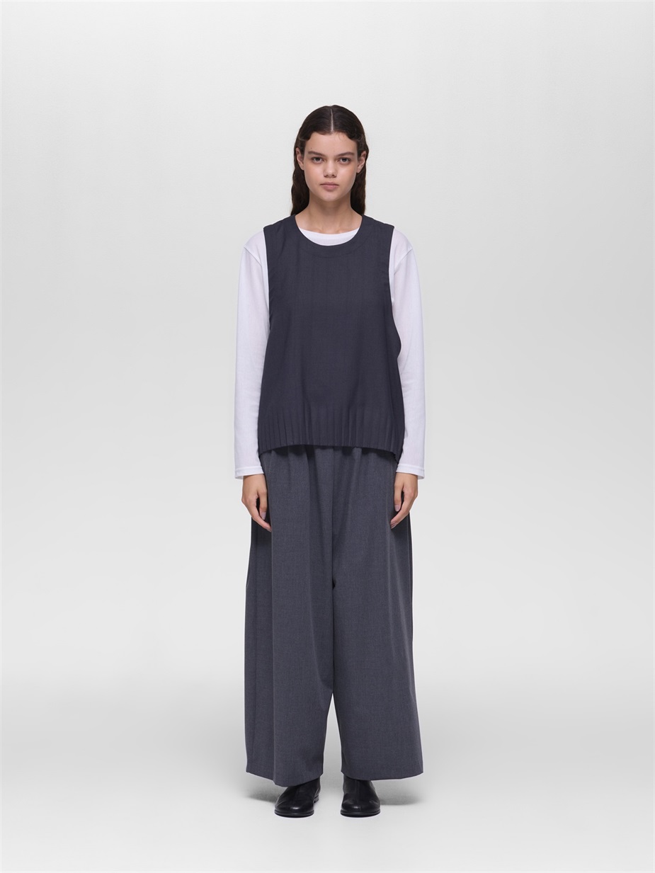 pleats hem short vest | 3-230123