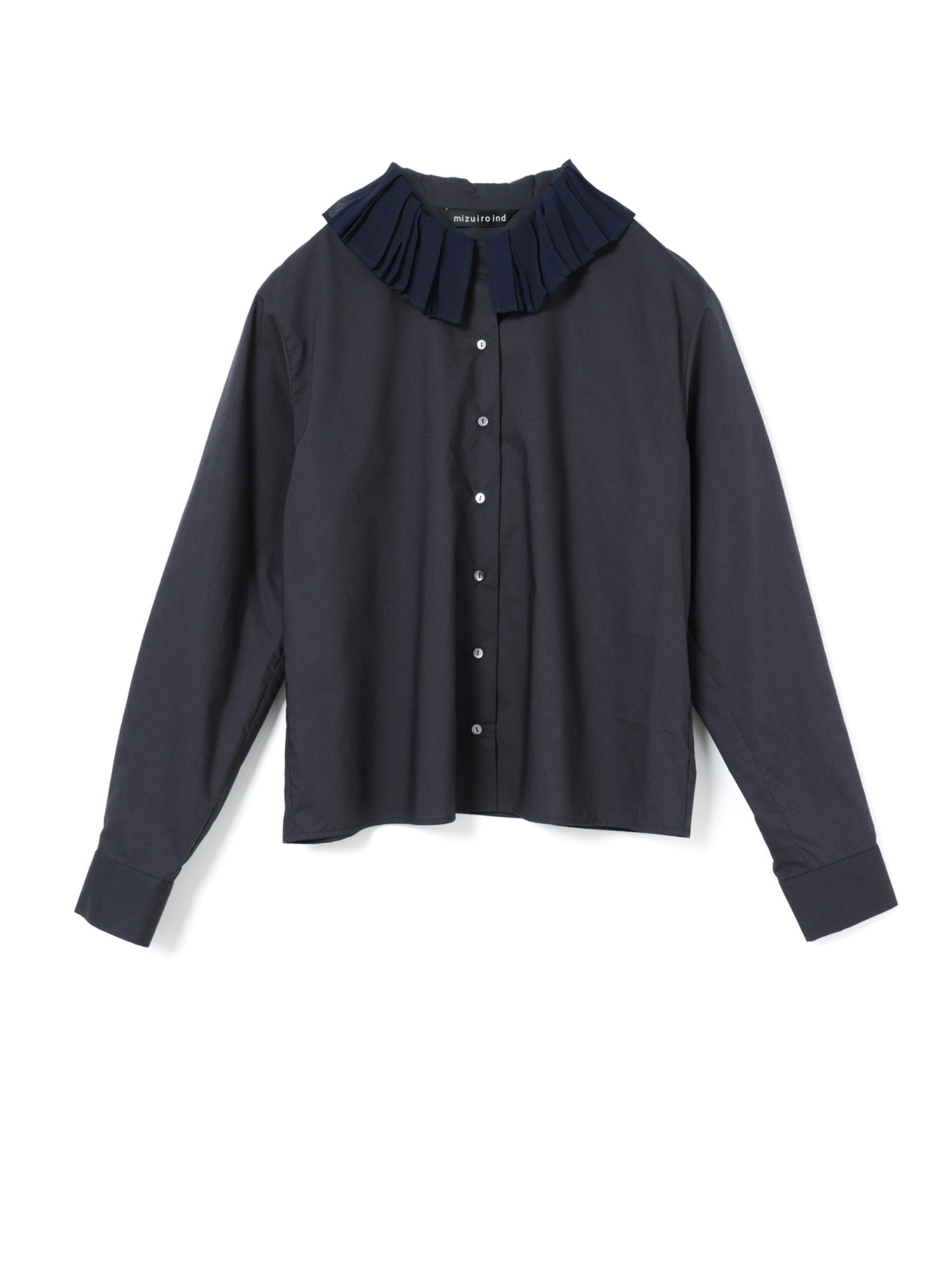 pleats collar shirt | 3-230124(navy 77-Free)