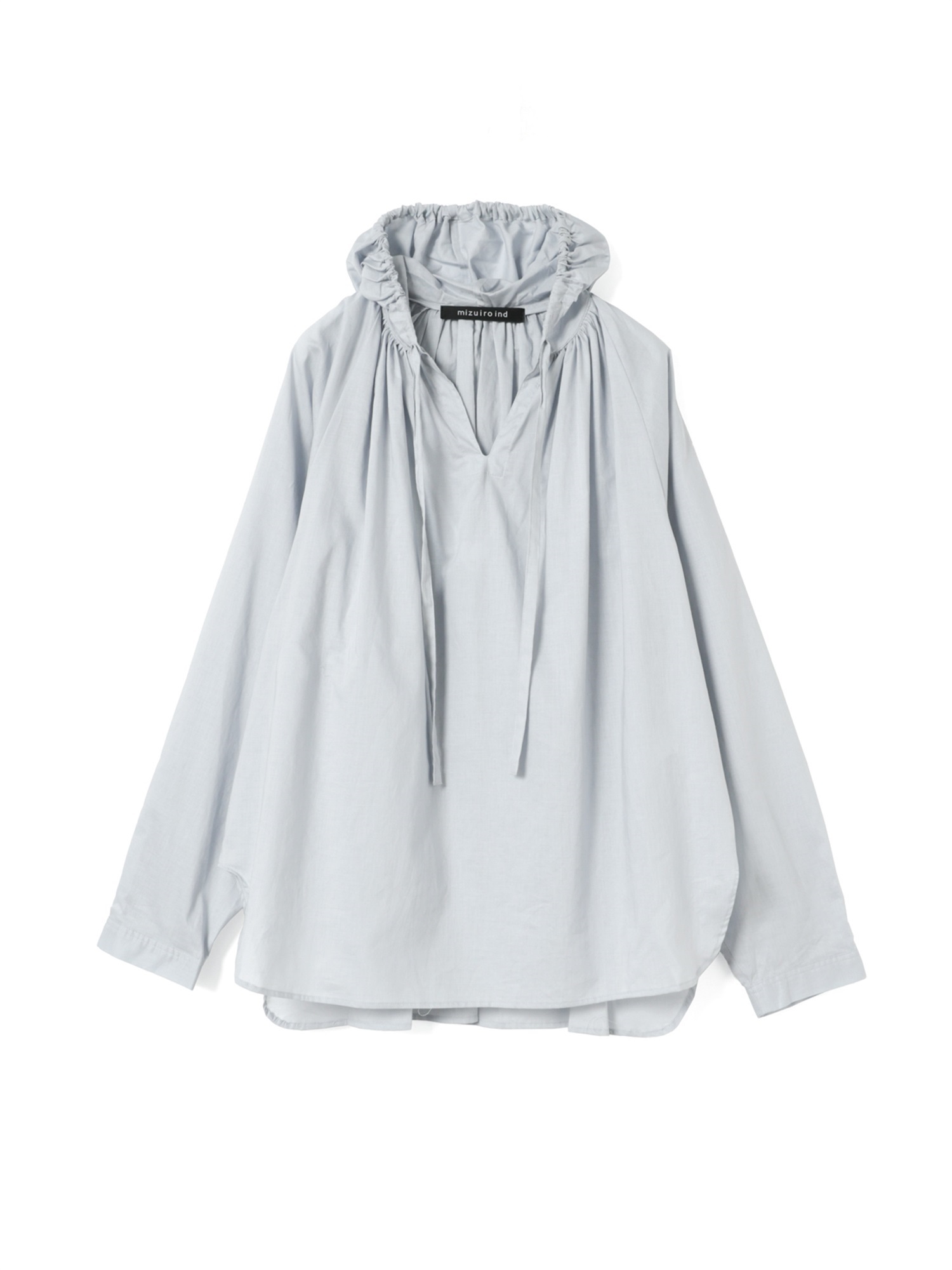 hooded gather neck shirt | 3-230133(l.blue 30-Free)