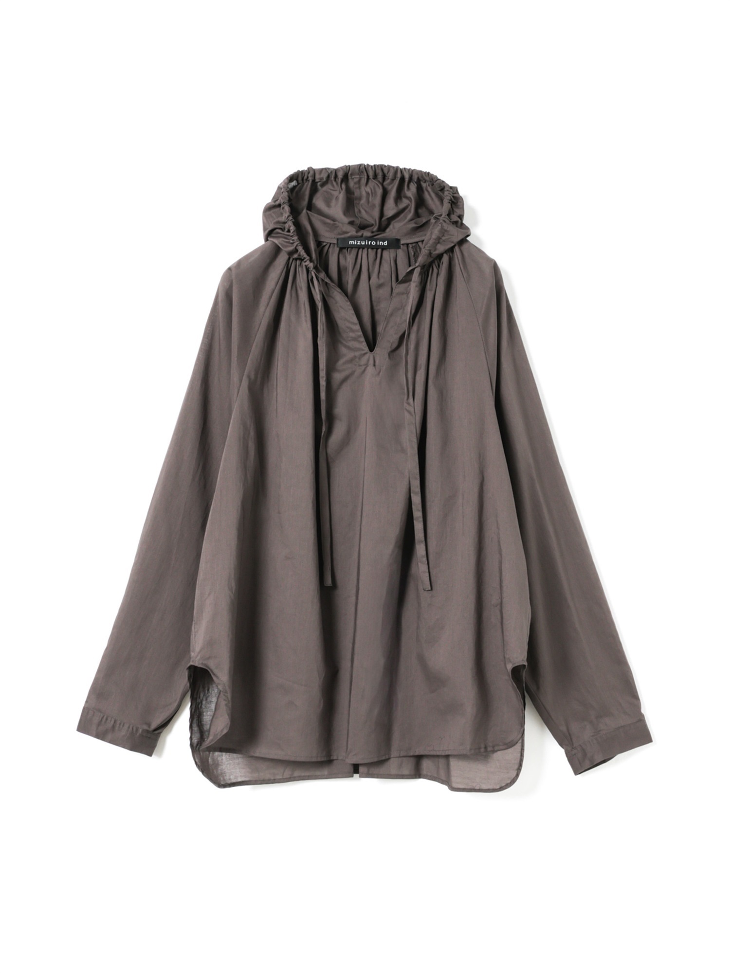 hooded gather neck shirt | 3-230133(c.gray 92-Free)
