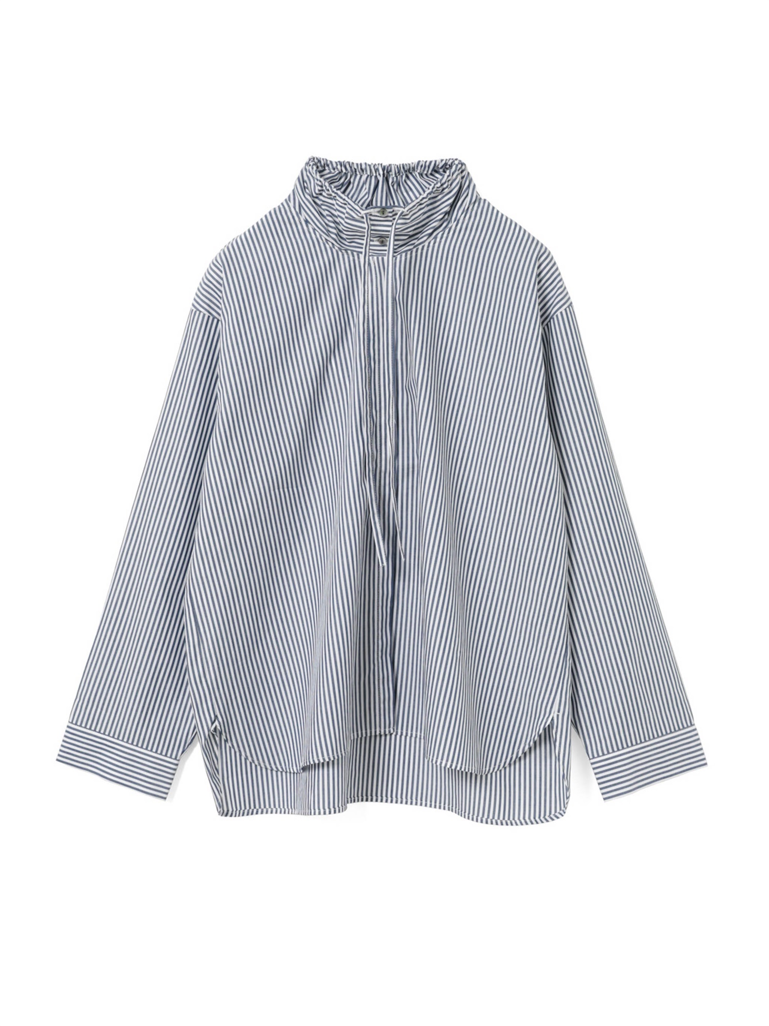 stripe gather neck shirt | 3-230138(navy 77-Free)