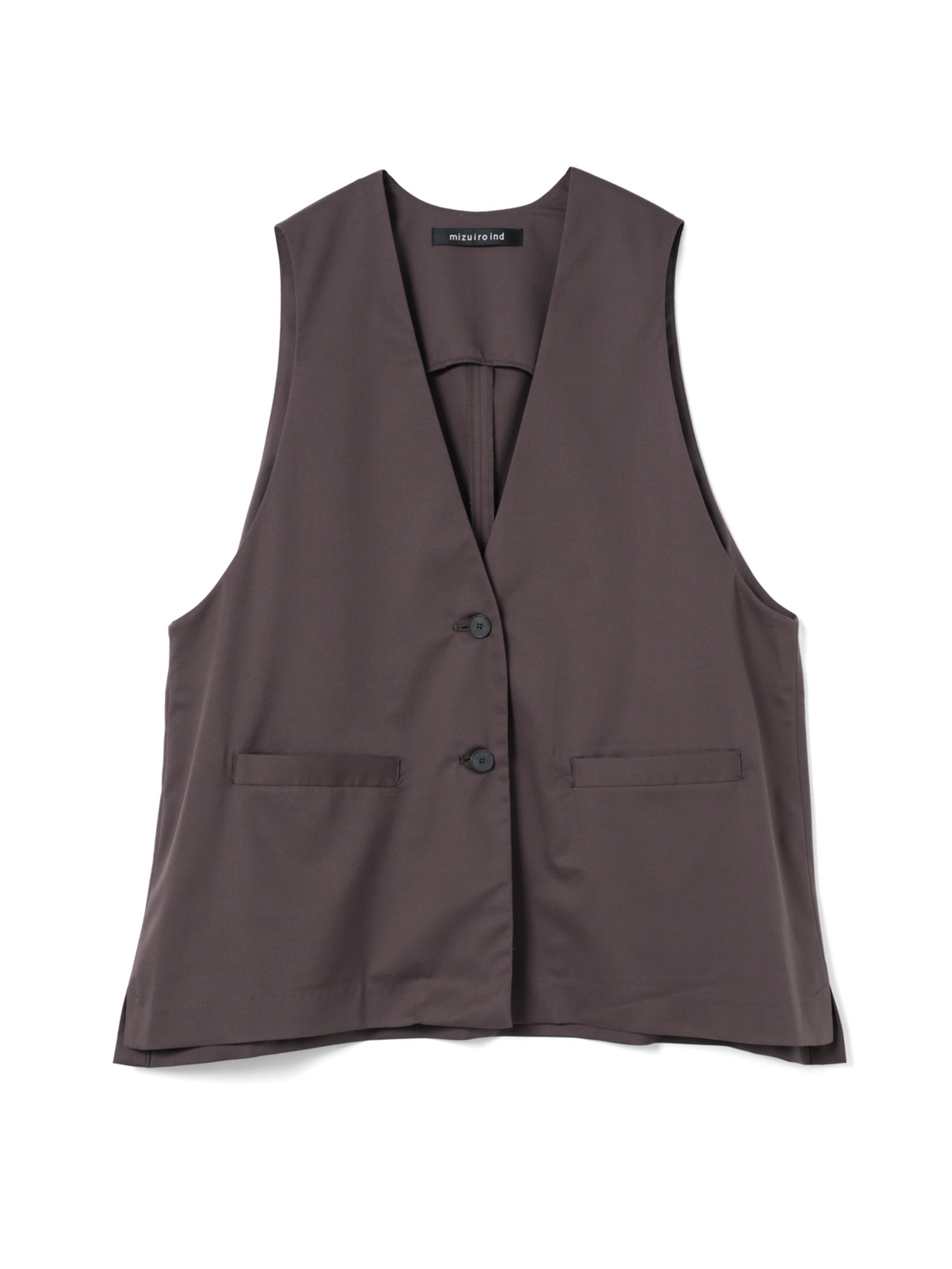 deep V neck wide vest | 3-230144(brown 44-Free)