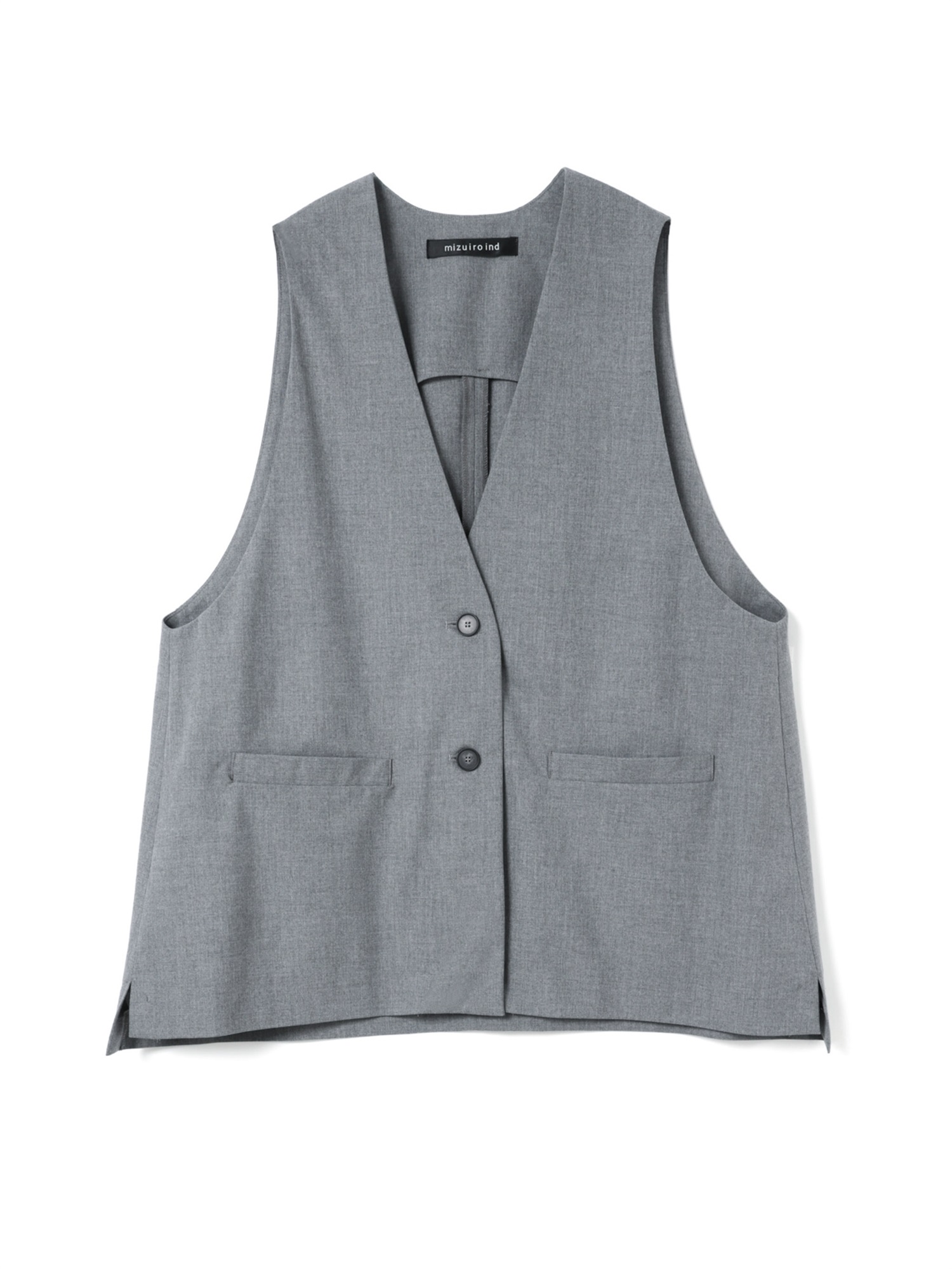 deep V neck wide vest | 3-230144(gray 91A)