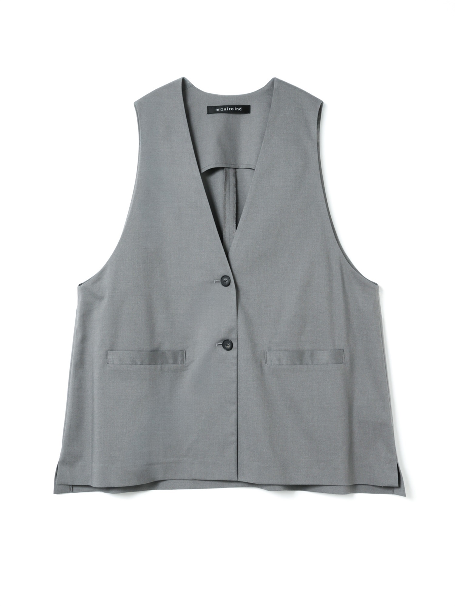 deep V neck wide vest | 3-230144(gray 91-Free)