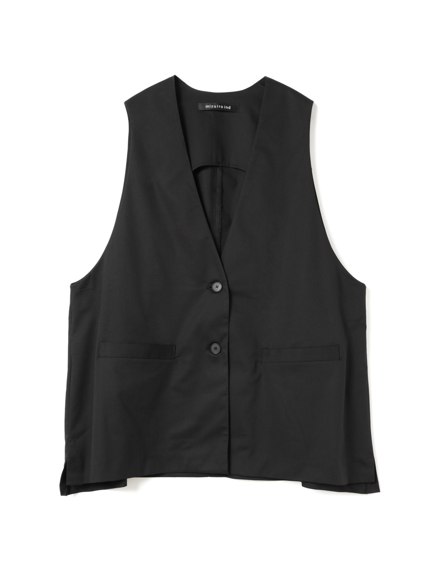 deep V neck wide vest | 3-230144(black 99-Free)