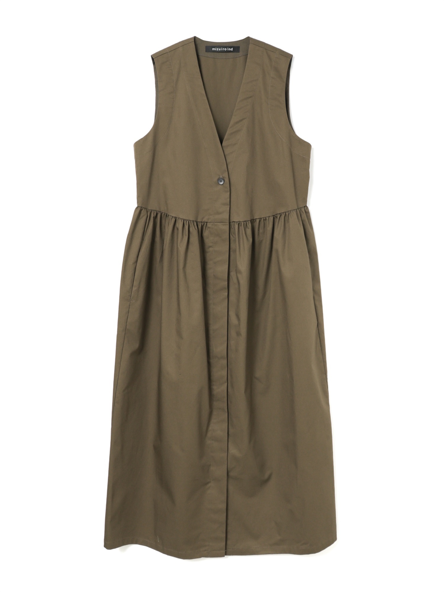 V neck waist gather gilet | 3-250079(brown 44-Free)