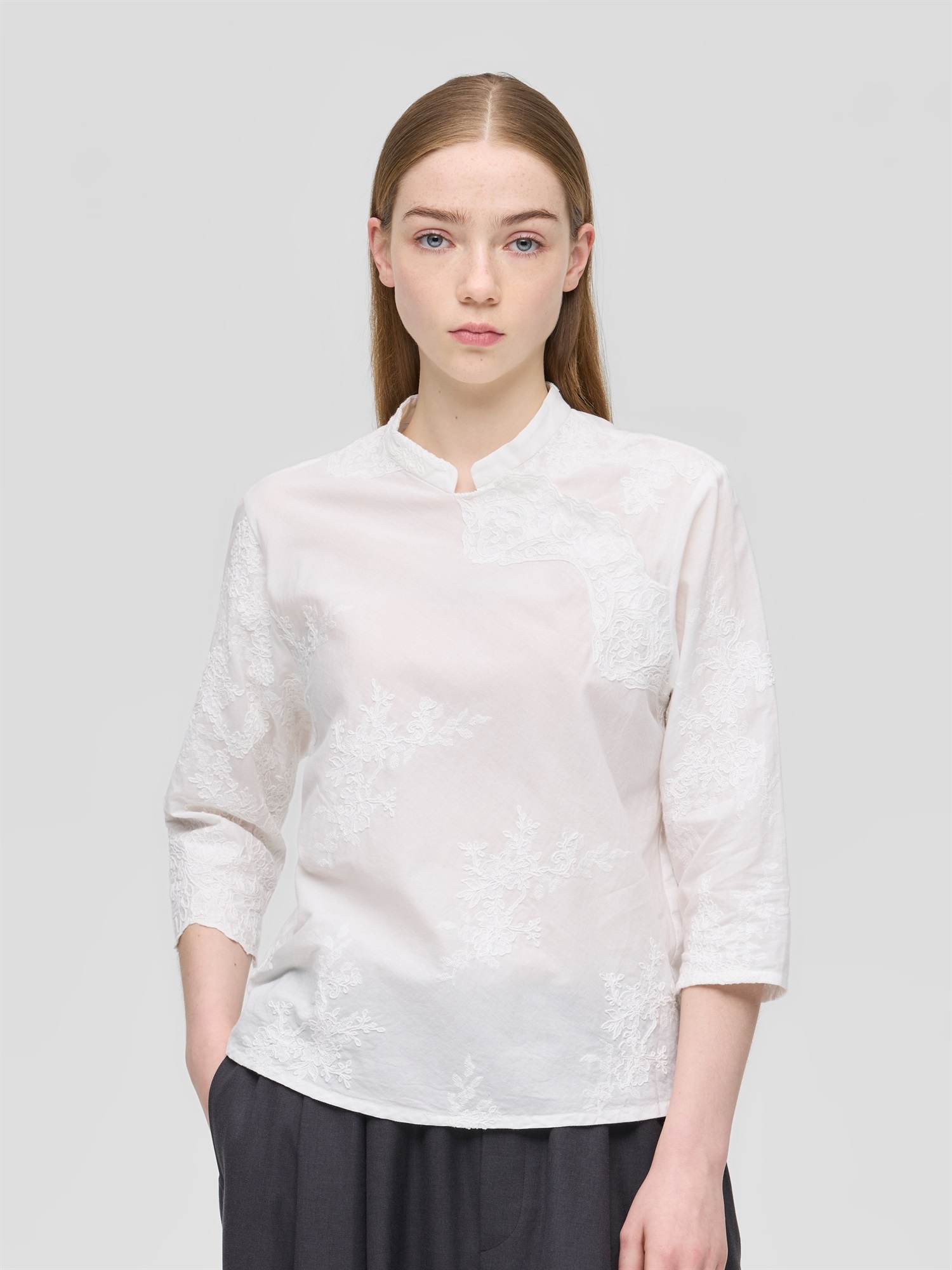 lace chinoiserie shirt | 1-230168